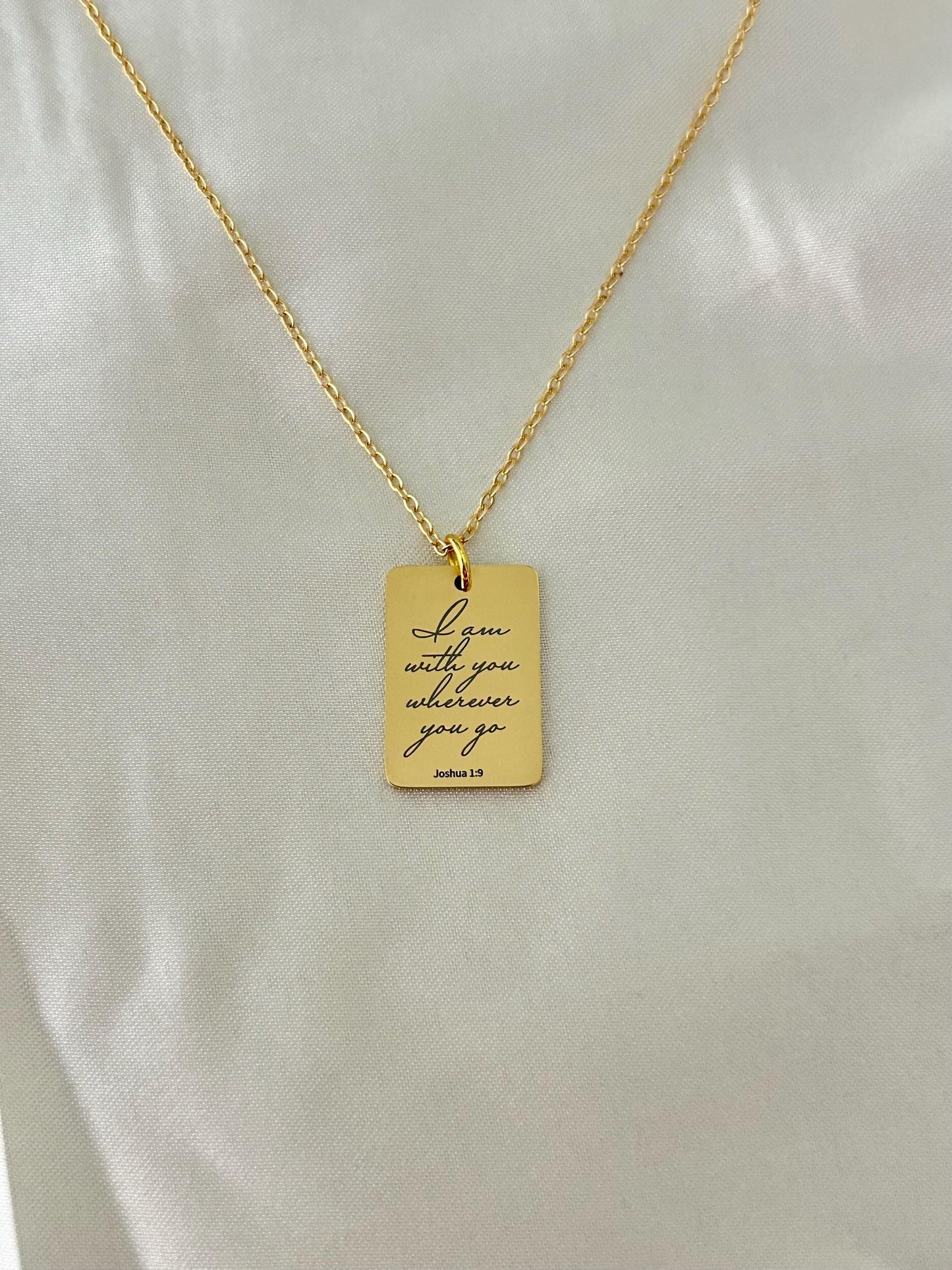 Joshua 1:9 I am with you wherever you go Bible Verse Necklace, Christian Gifts, Personalized Scripture Charm, Baptism, Birthday gift for Her