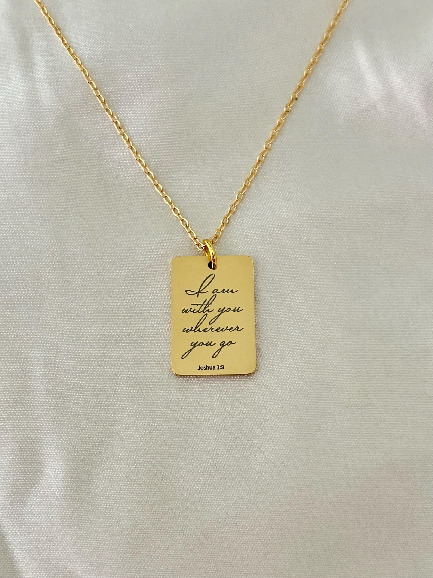 Joshua 1:9 I am with you wherever you go Bible Verse Necklace, Christian Gifts, Personalized Scripture Charm, Baptism, Birthday gift for Her