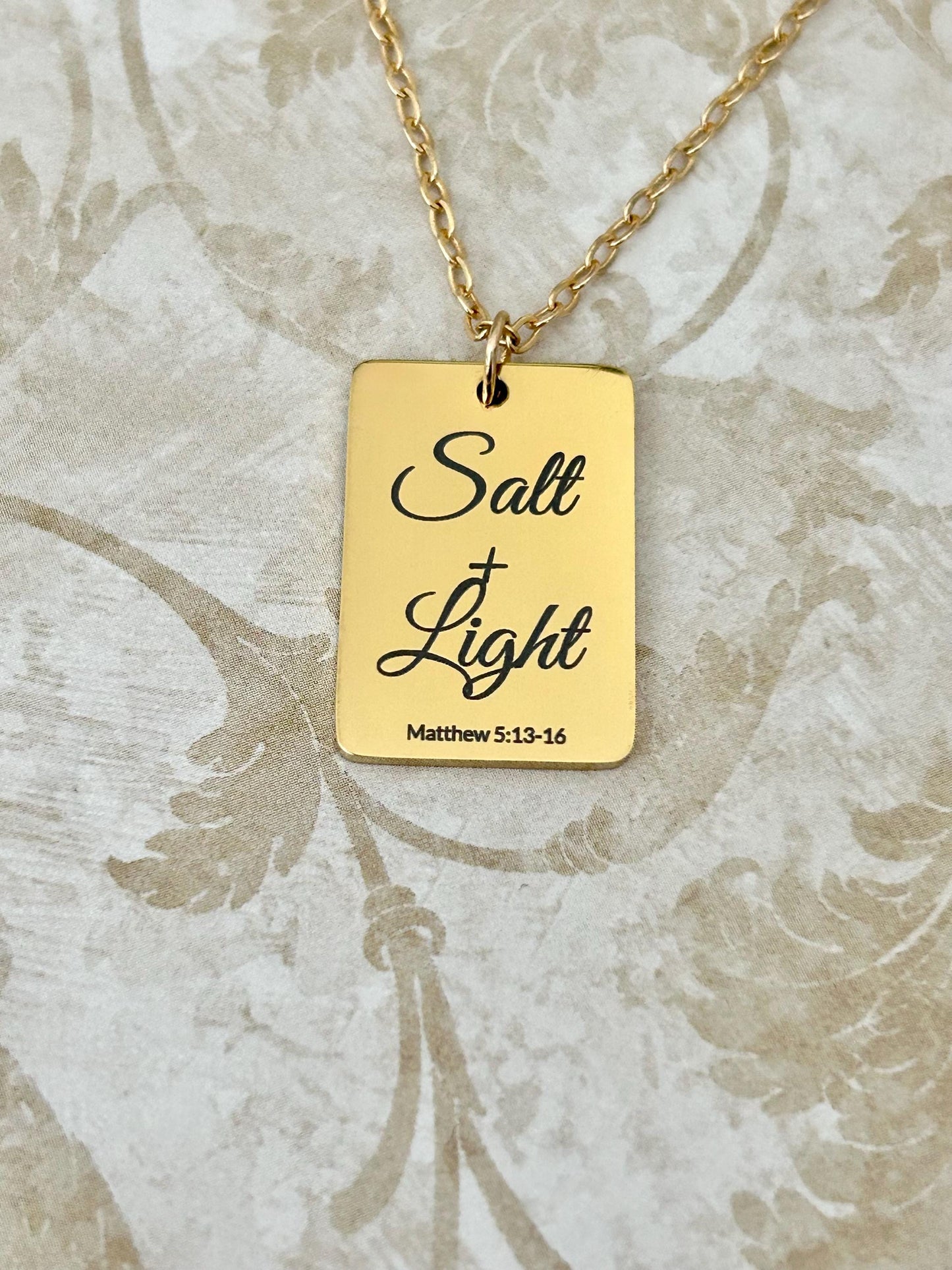 Salt and Light Necklace Mathew 5:13-16 Personalized Bible Verse Necklace, Christian Jewelry For Her, Christian Gifts Womens Retreat Gifts