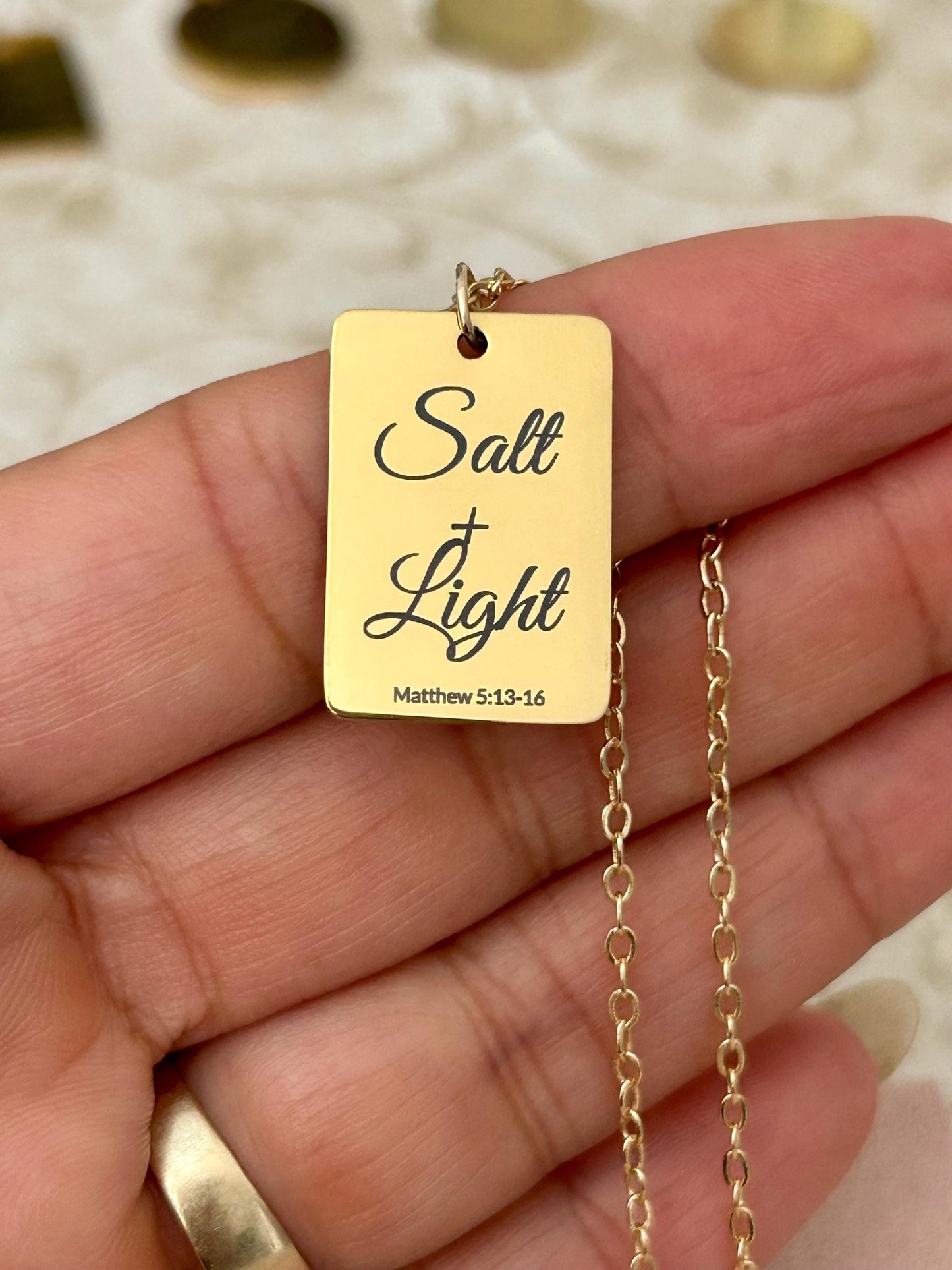 Personalized 14K Gold Plated Necklace: Salt & Light Christian Jewelry Womens Conference and Retreat Gifts