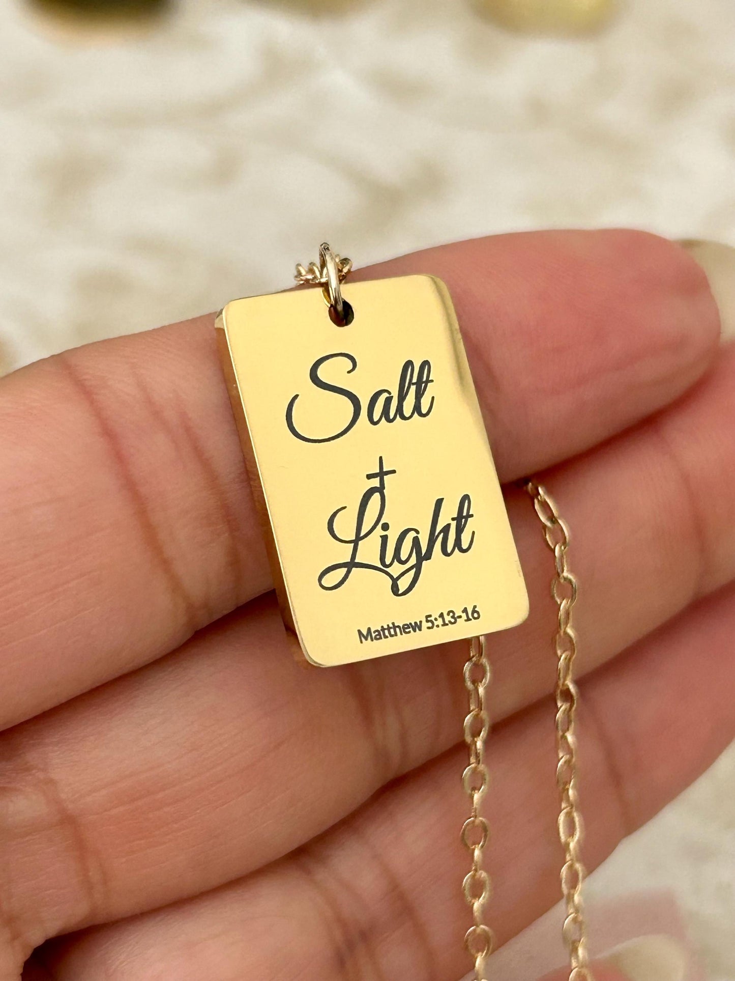 Salt and Light Necklace Mathew 5:13-16 Personalized Bible Verse Necklace, Christian Jewelry For Her, Christian Gifts Womens Retreat Gifts