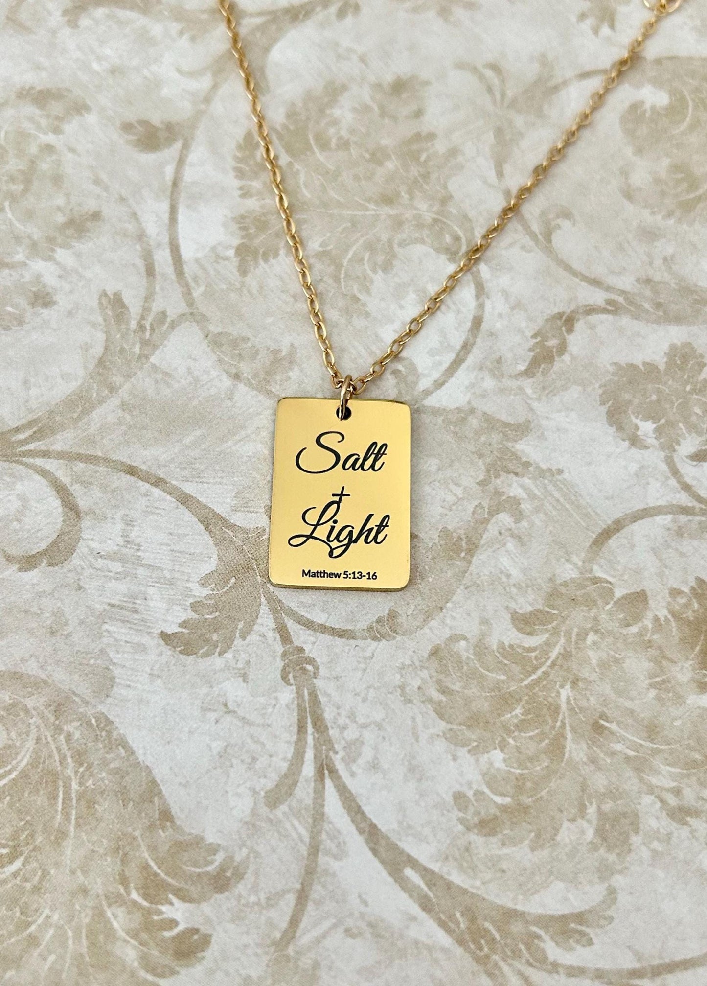 Salt and Light Necklace Mathew 5:13-16 Personalized Bible Verse Necklace, Christian Jewelry For Her, Christian Gifts Womens Retreat Gifts