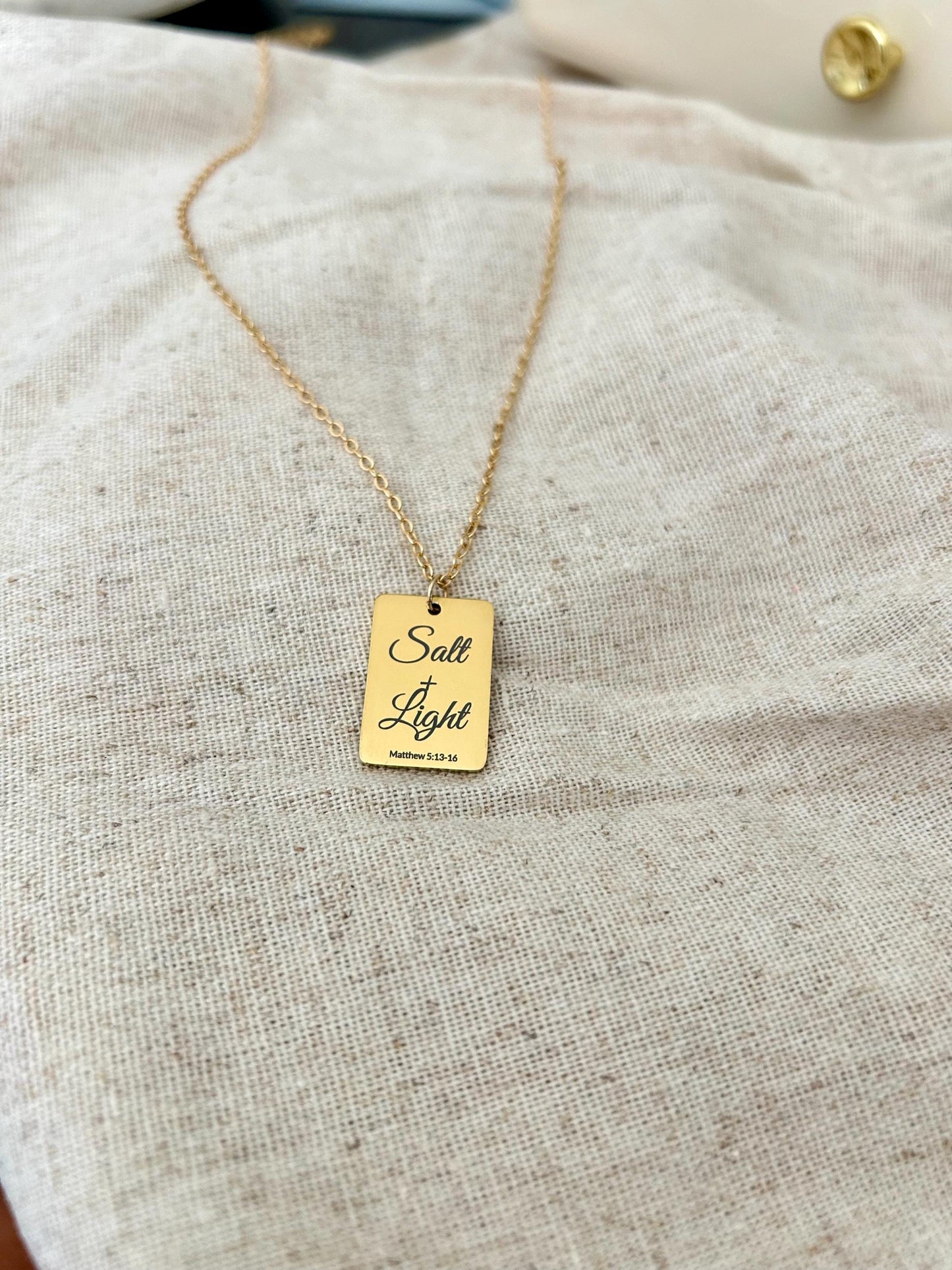 Salt and Light Necklace Mathew 5:13-16 Personalized Bible Verse Necklace, Christian Jewelry For Her, Christian Gifts Womens Retreat Gifts