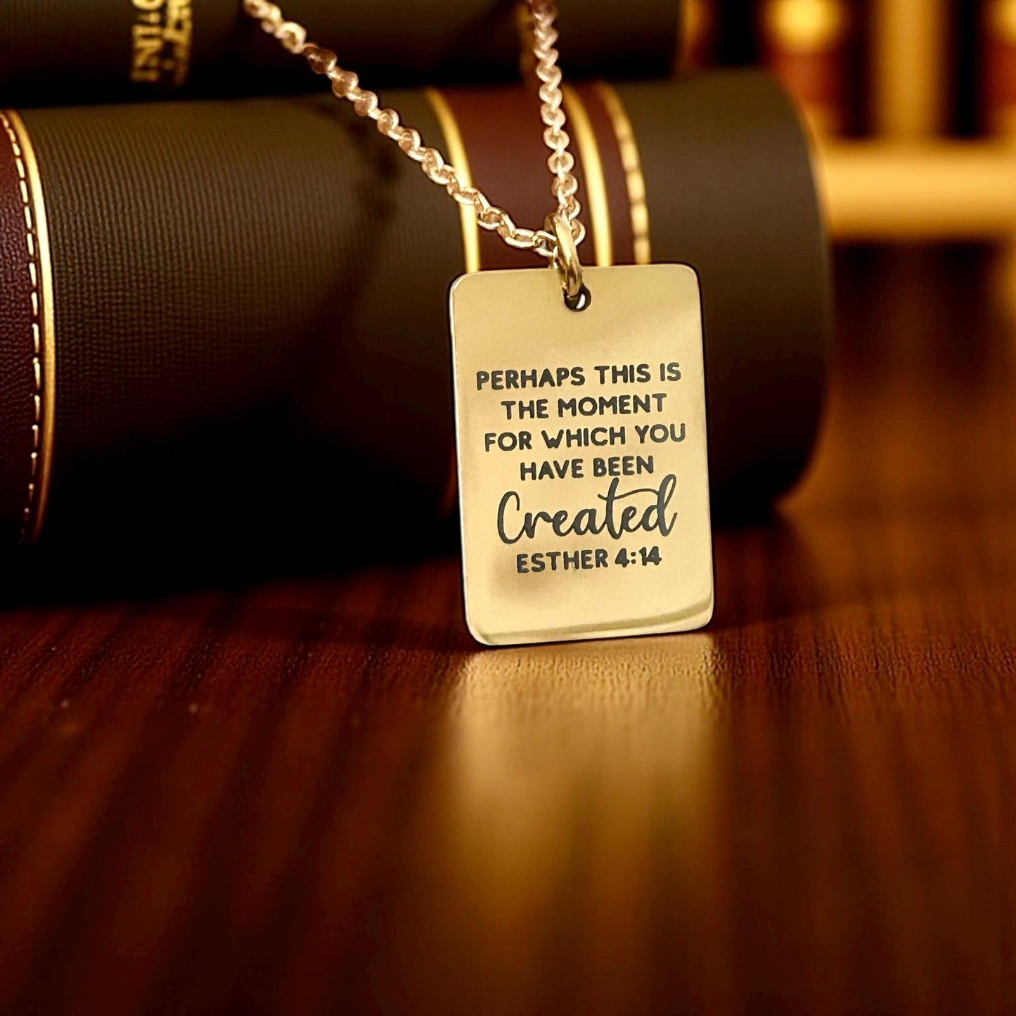 Perhaps this is the moment Esther 4:14 Gold Necklace, Engraved Bible Verse Charm, Christian Gifts, Womens Retreat Conference Gifts