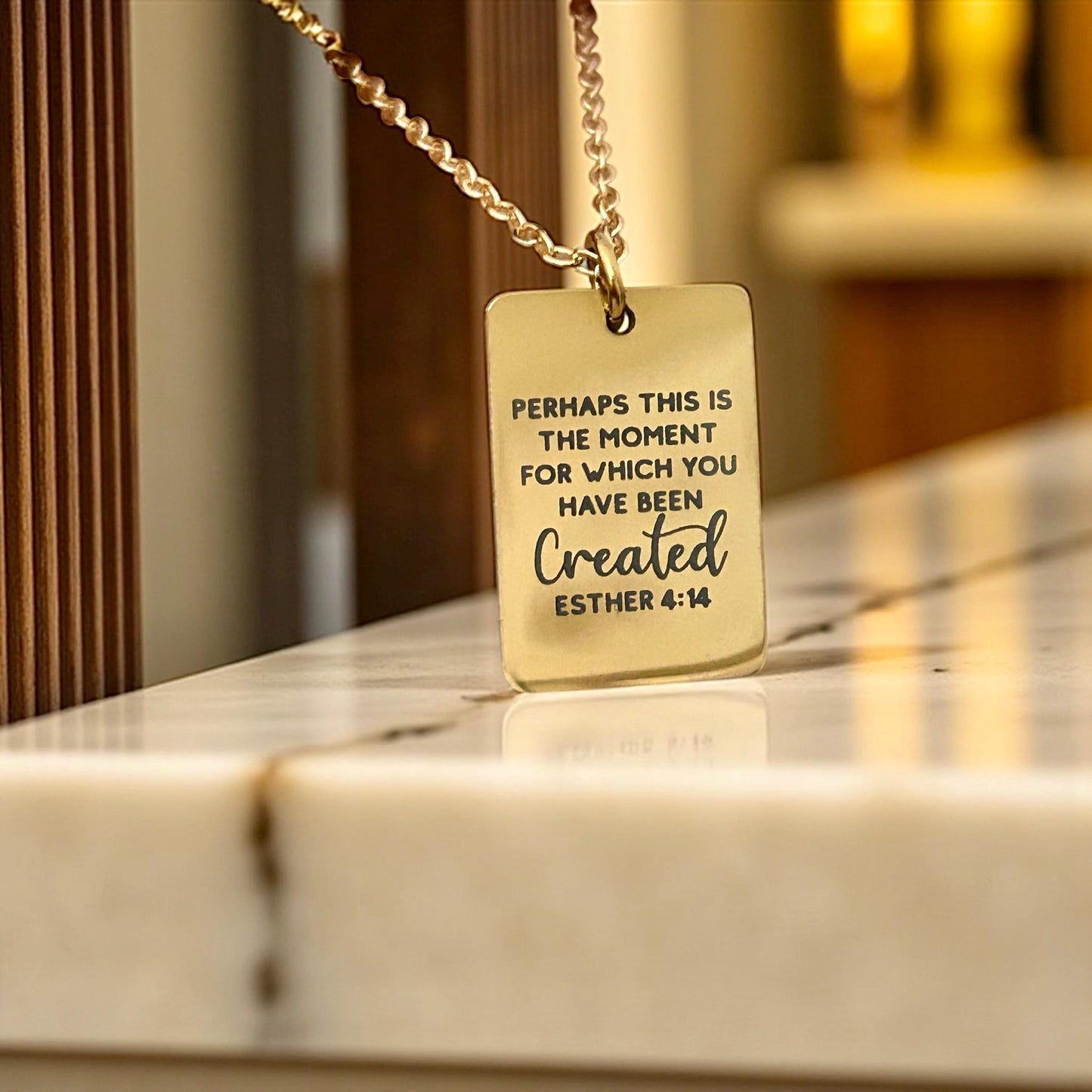 Perhaps this is the moment Esther 4:14 Gold Necklace, Engraved Bible Verse Charm, Christian Gifts, Womens Retreat Conference Gifts