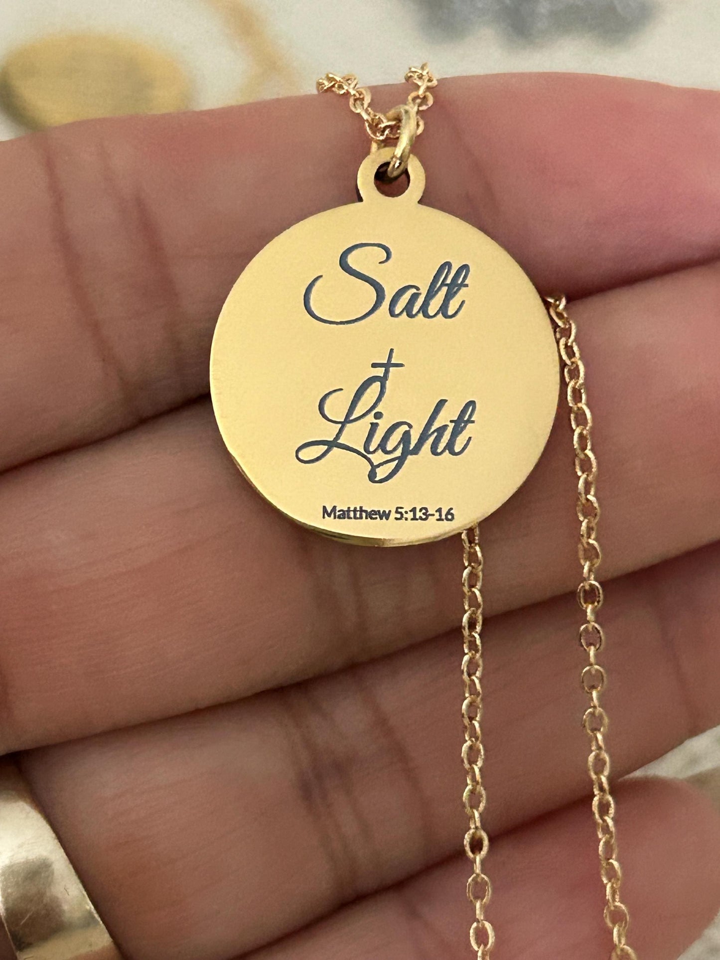 Personalized 14K Gold Plated Necklace: Salt & Light Christian Jewelry Womens Conference and Retreat Gifts