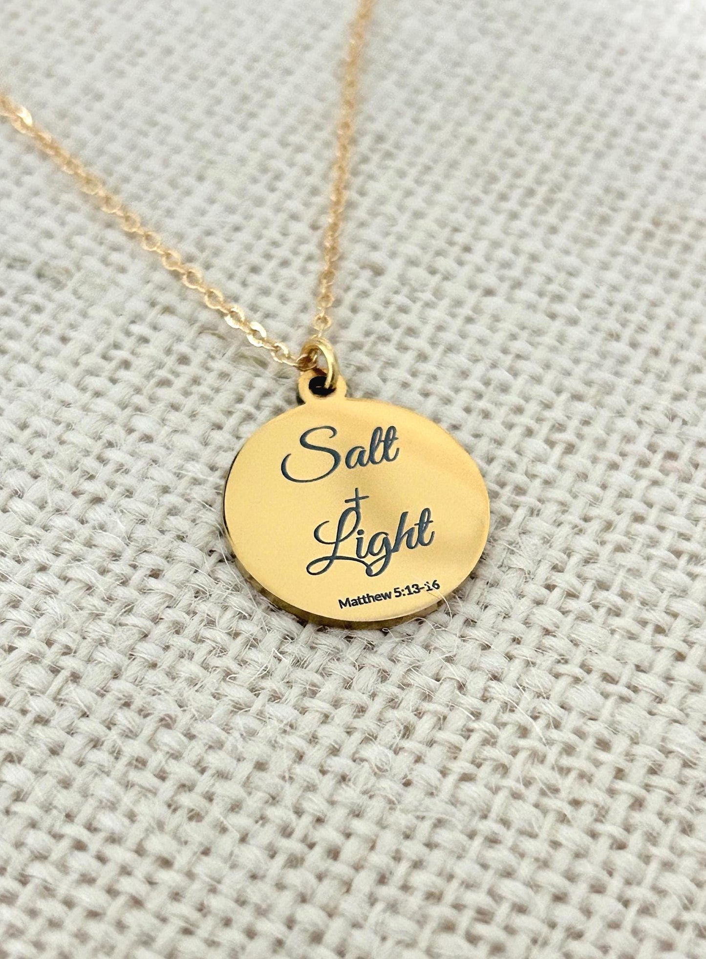 Personalized 14K Gold Plated Necklace: Salt & Light Christian Jewelry Womens Conference and Retreat Gifts