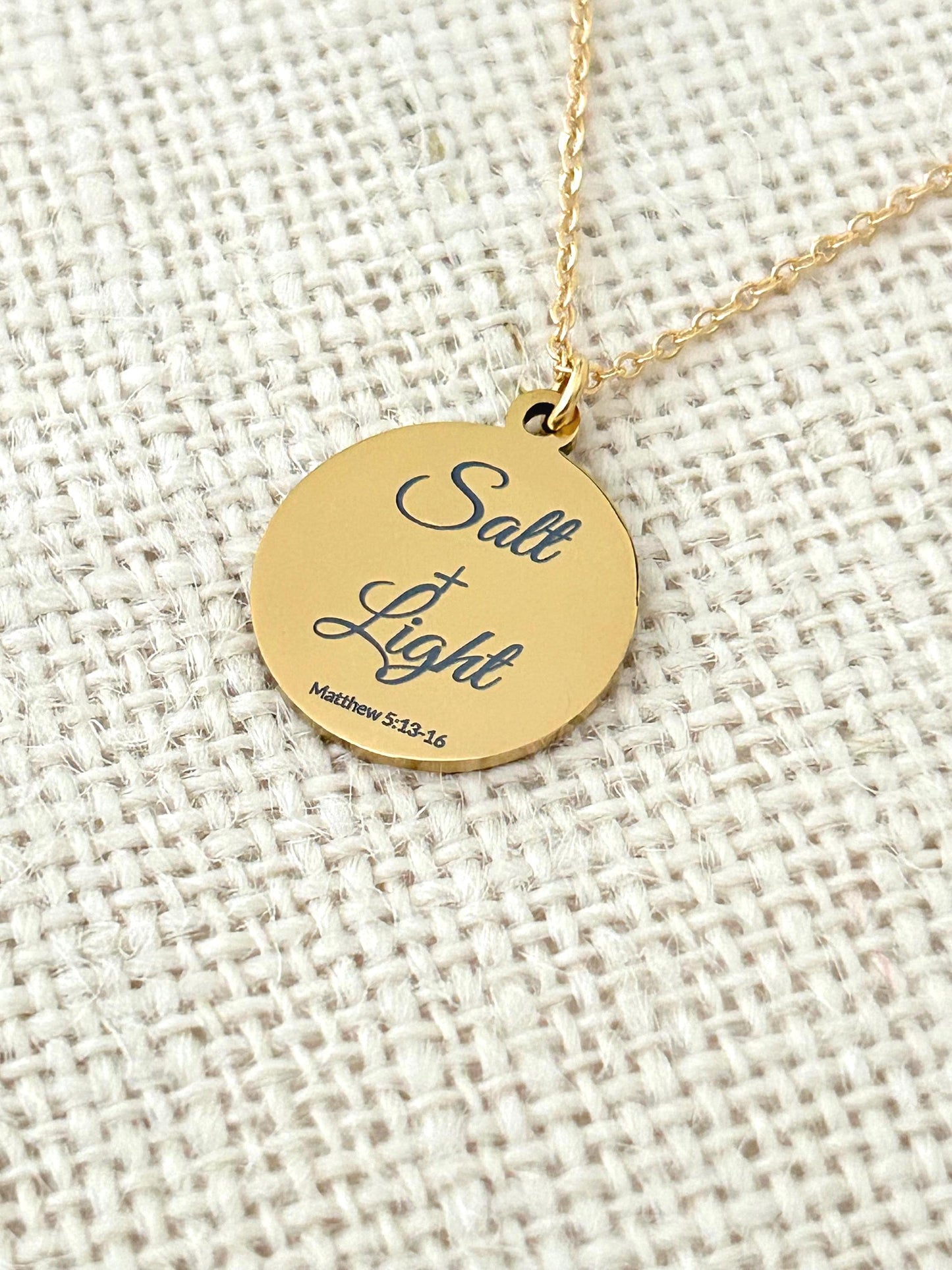 Personalized 14K Gold Plated Necklace: Salt & Light Christian Jewelry Womens Conference and Retreat Gifts