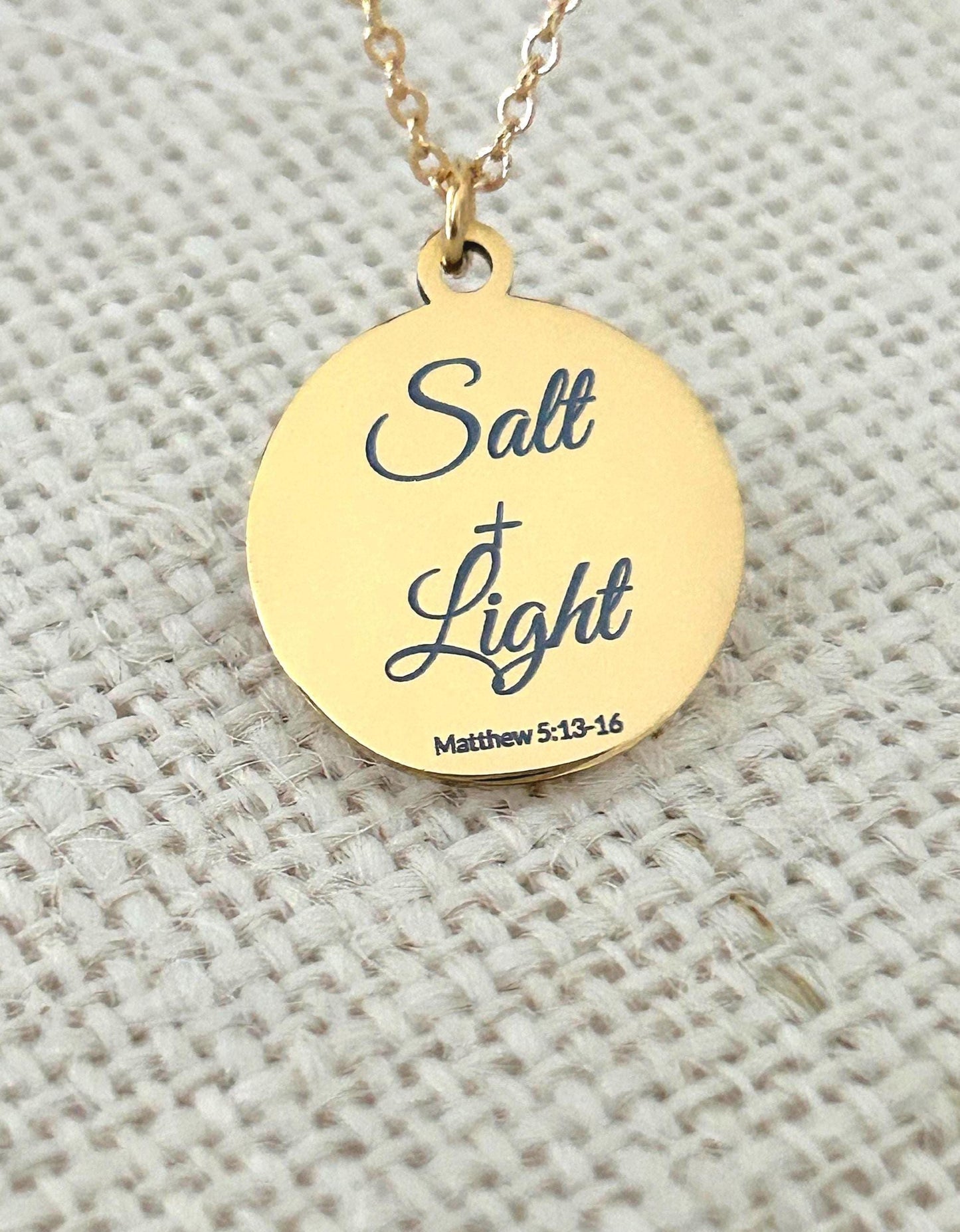 Personalized 14K Gold Plated Necklace: Salt & Light Christian Jewelry Womens Conference and Retreat Gifts