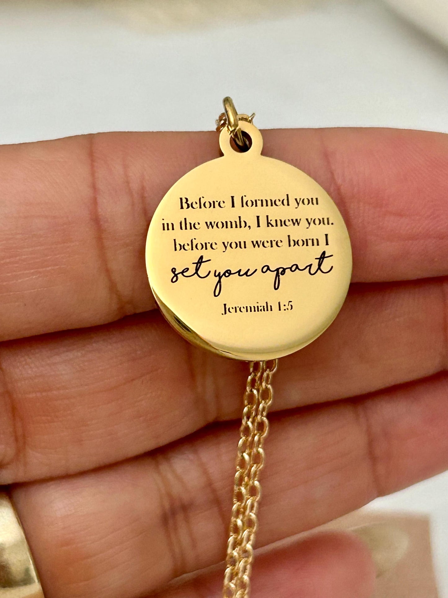 Before I formed you in the womb I knew you Custom Necklace Jeremiah 1:5 Gender Reveal Gifts New Mom Gifts Pro-life New baby Adoption Gifts