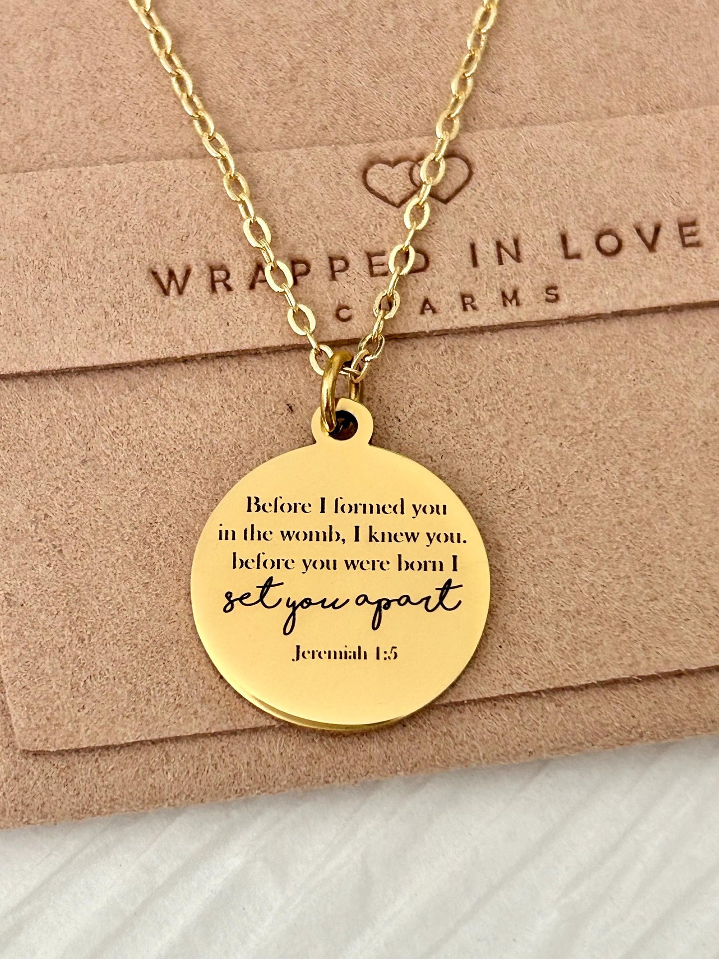 Before I formed you in the womb I knew you Custom Necklace Jeremiah 1:5 Gender Reveal Gifts New Mom Gifts Pro-life New baby Adoption Gifts