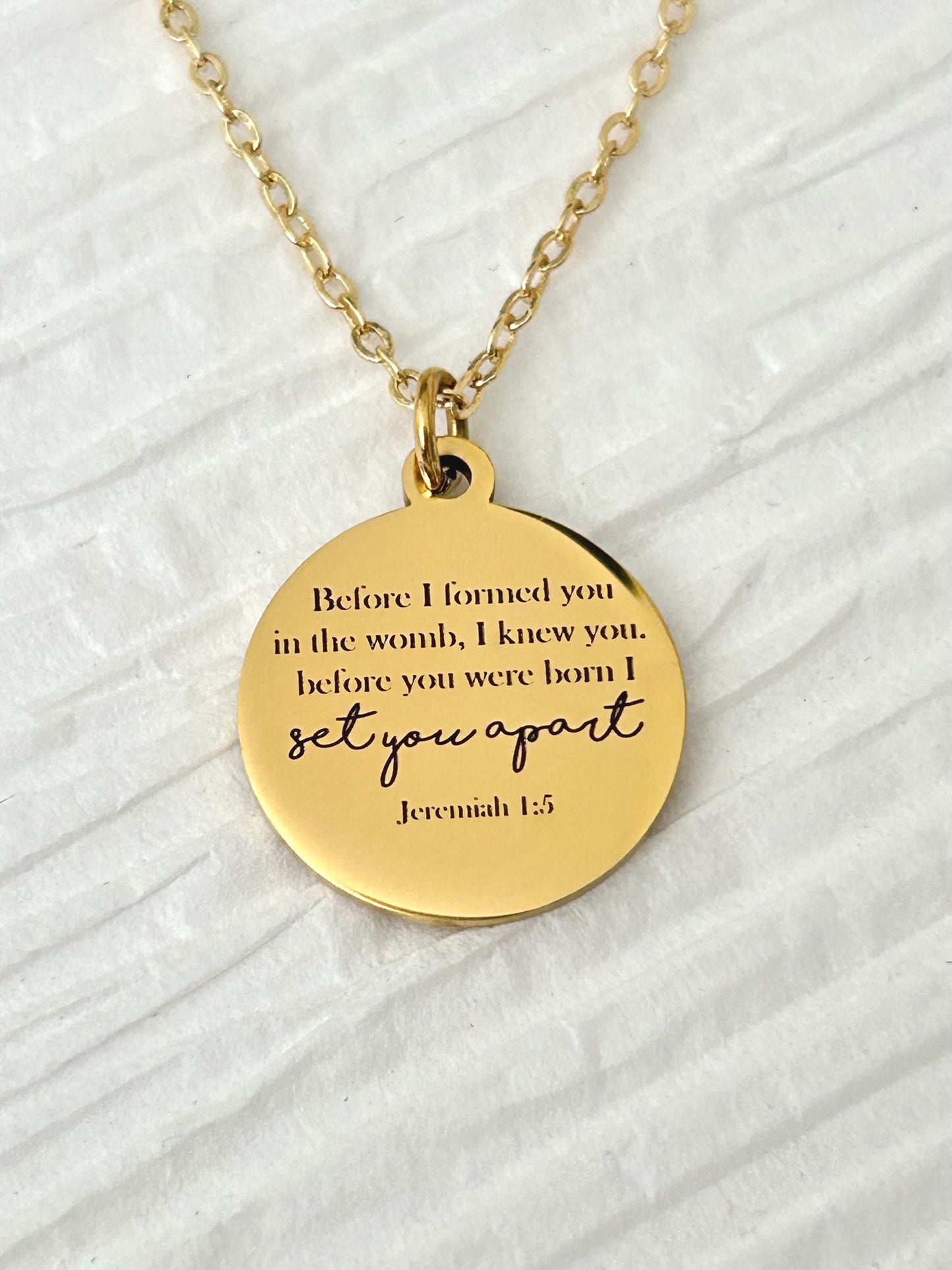 Before I formed you in the womb I knew you Custom Necklace Jeremiah 1:5 Gender Reveal Gifts New Mom Gifts Pro-life New baby Adoption Gifts