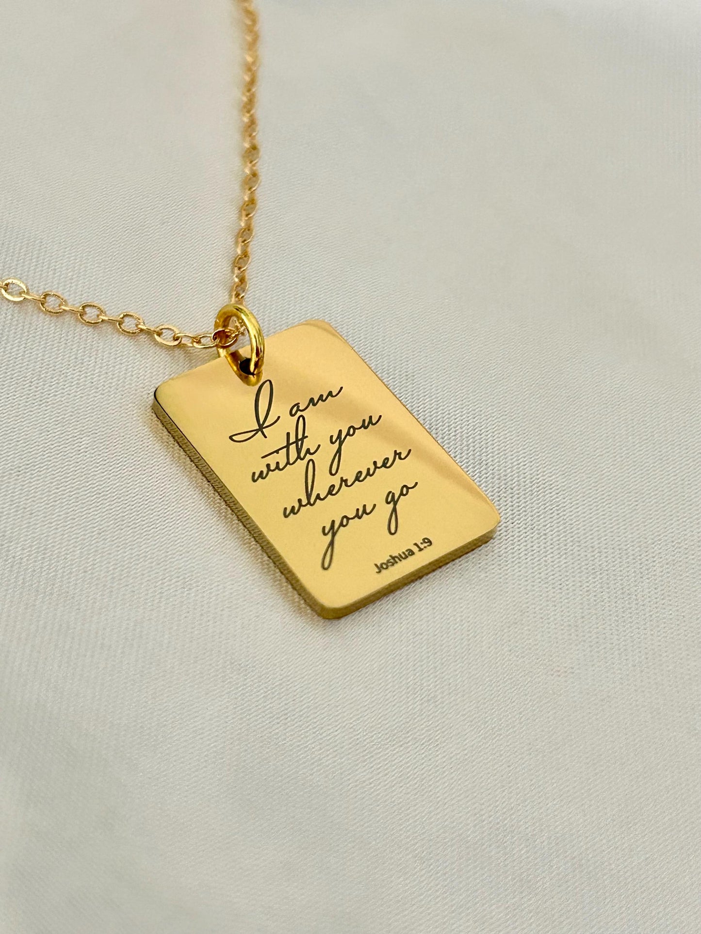 Joshua 1:9 I am with you wherever you go Bible Verse Necklace, Christian Gifts, Personalized Scripture Charm, Baptism, Birthday gift for Her