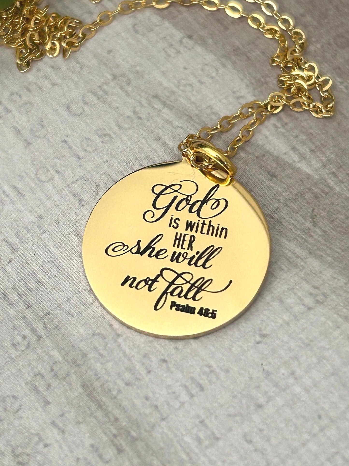 God Is Within Her She Will Not Fall Necklace Psalm 46:5 Christian Gift for Women Faith Necklace Bible Verse Jewelry Graduation Gift for her