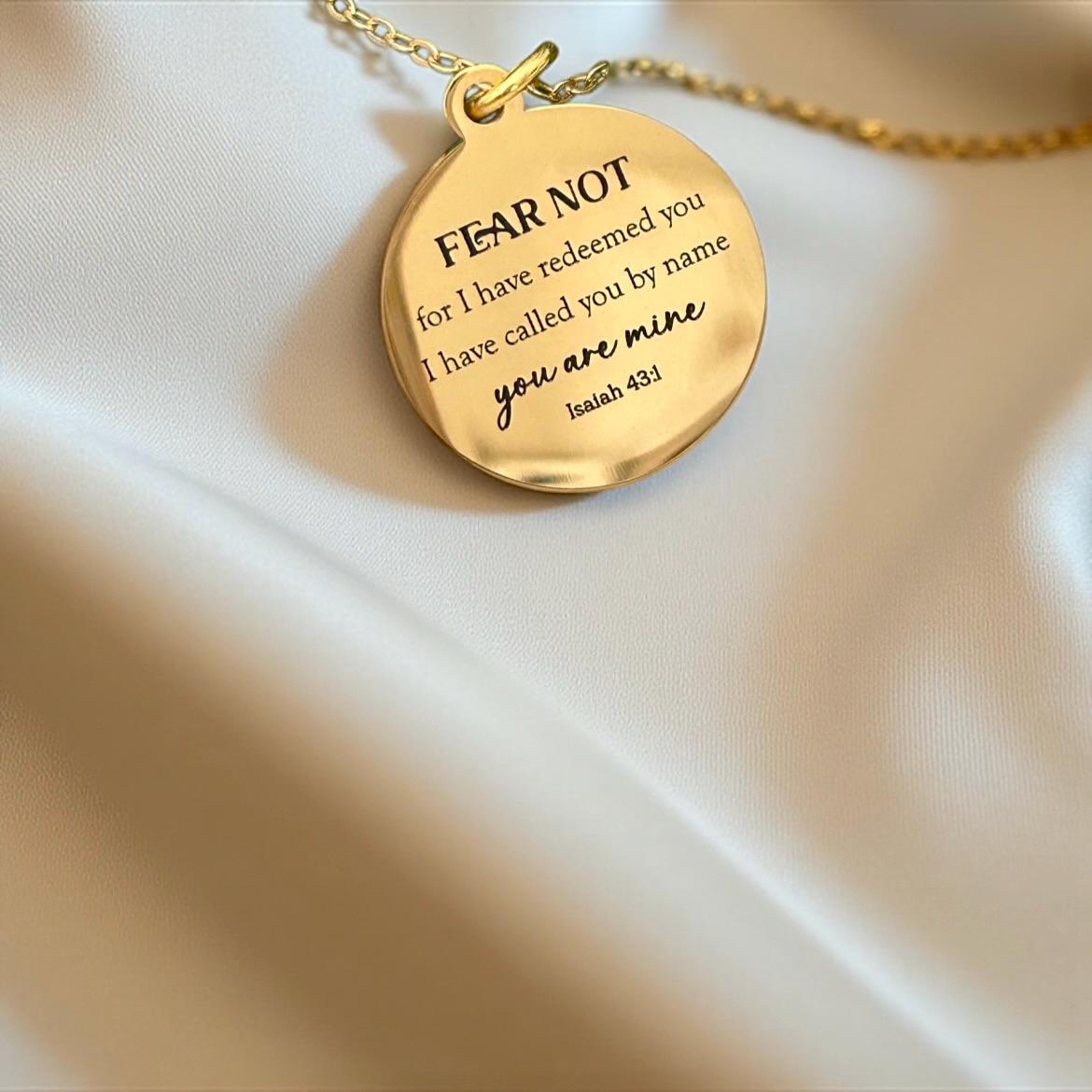 Fear Not Necklace Isaiah 43:1 | Christian Gift for Women | Bible Verse Jewelry | Faith Necklace | Encouragement Gift | Inspirational Pendant