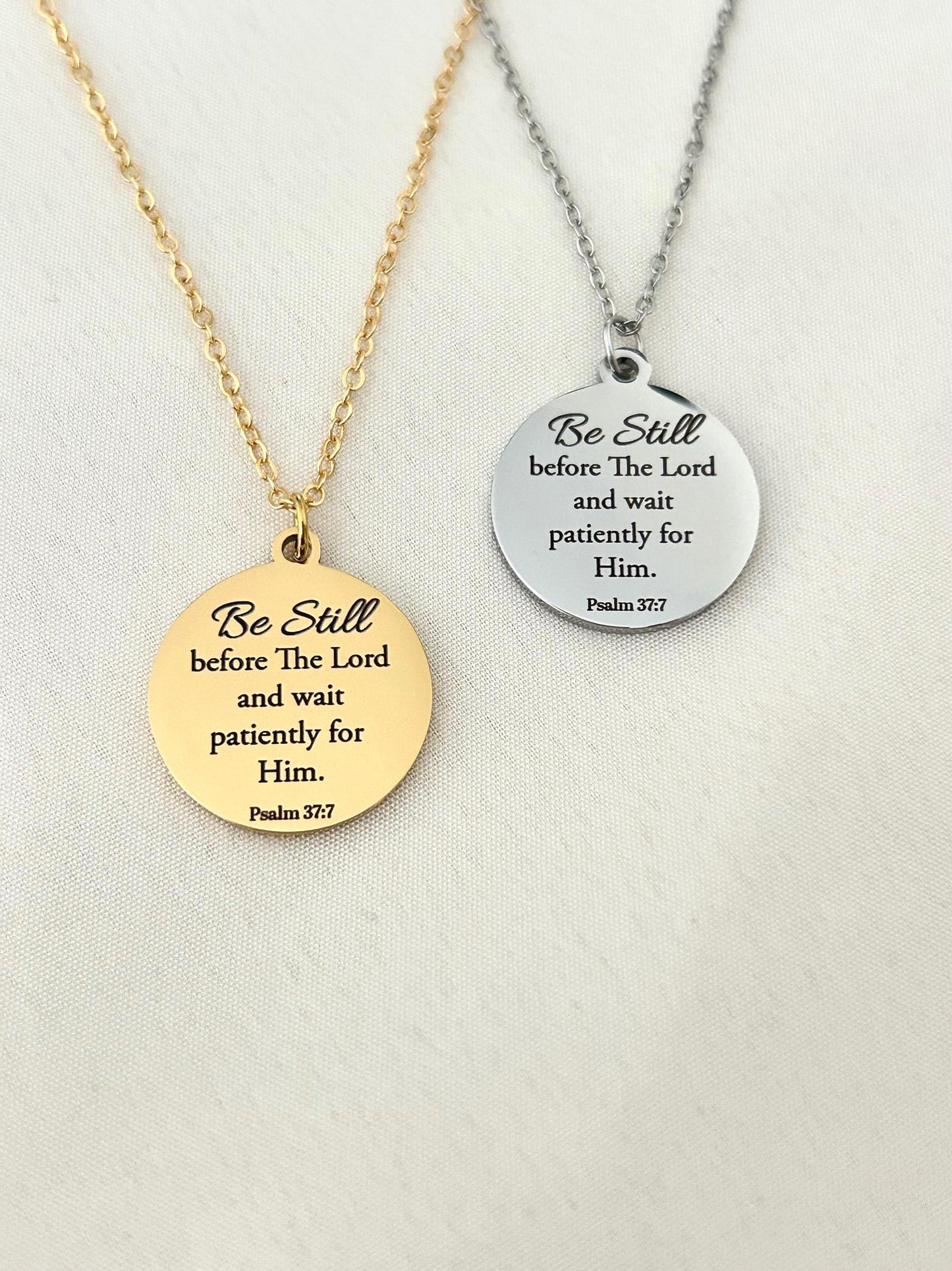 Be Still before The Lord Psalm 37:7 bible verse Necklace, Christian Gifts, Motivational Necklace, Scripture Charms, Christmas Gifts