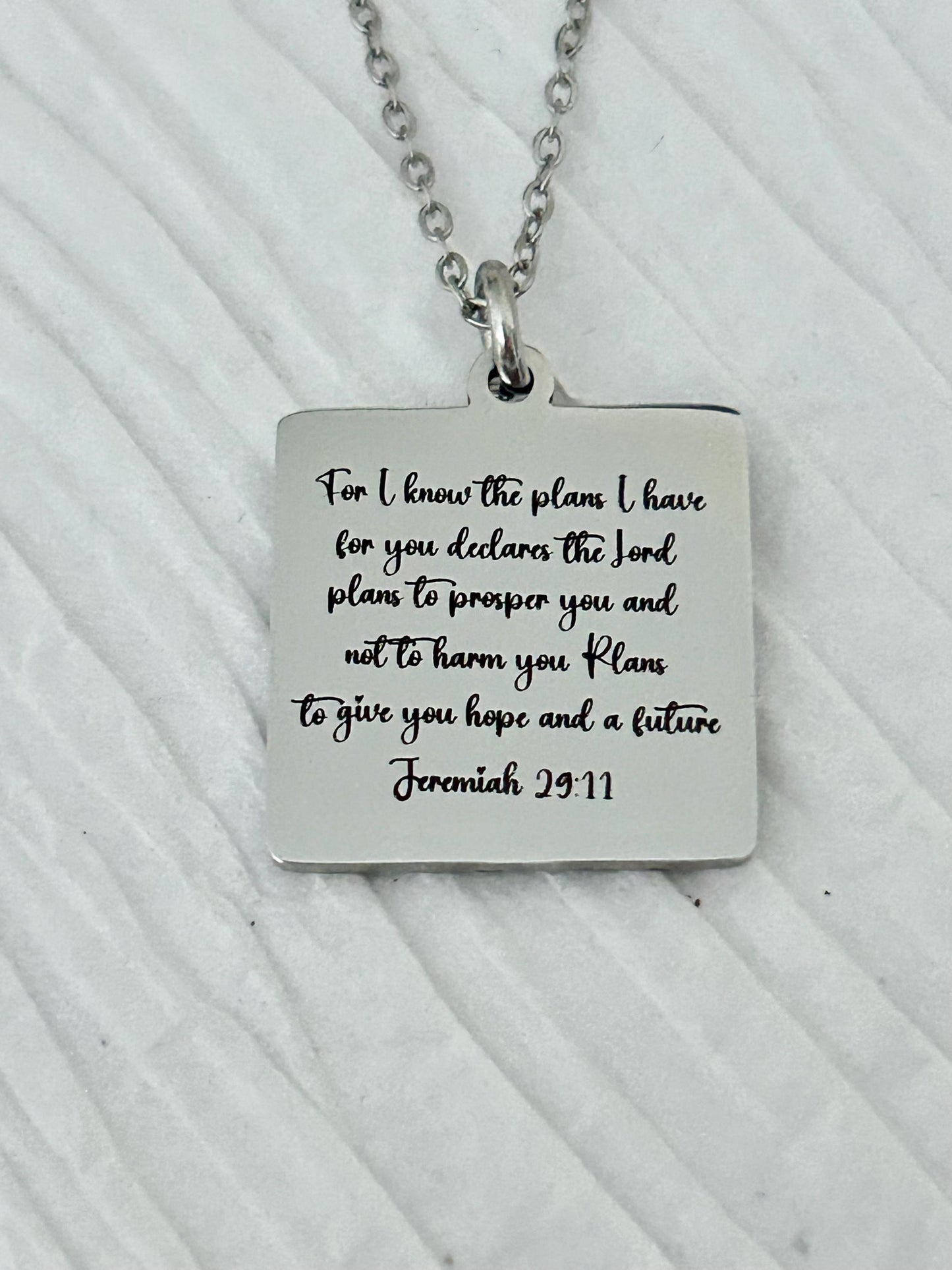 I know the plans Jeremiah 29:11 Personalized Engraved Necklace Christian Gifts Hope and a Future
