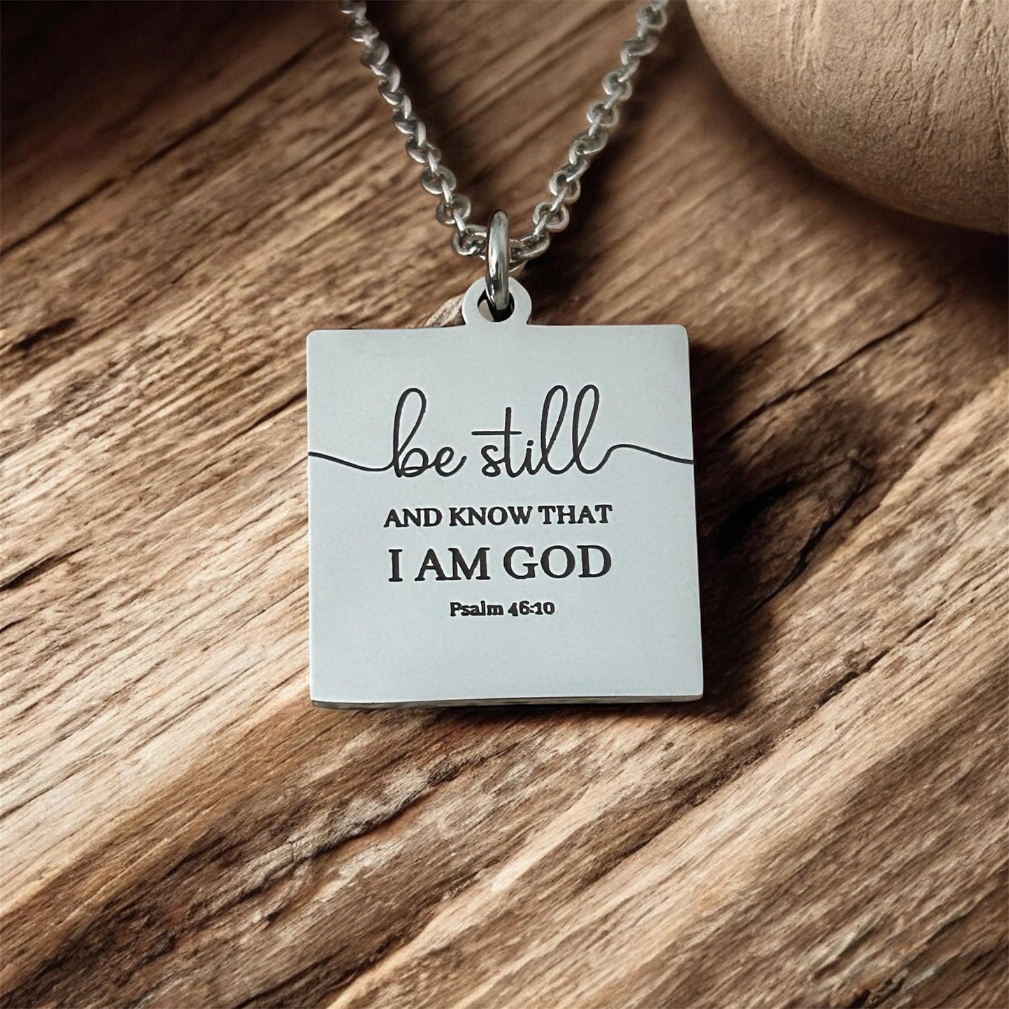Be Still Necklace, Psalm 46:10 Necklace, Christian Necklace for Women, Faith Jewelry Gift, Inspirational Bible Verse Pendant, Stainless Stee
