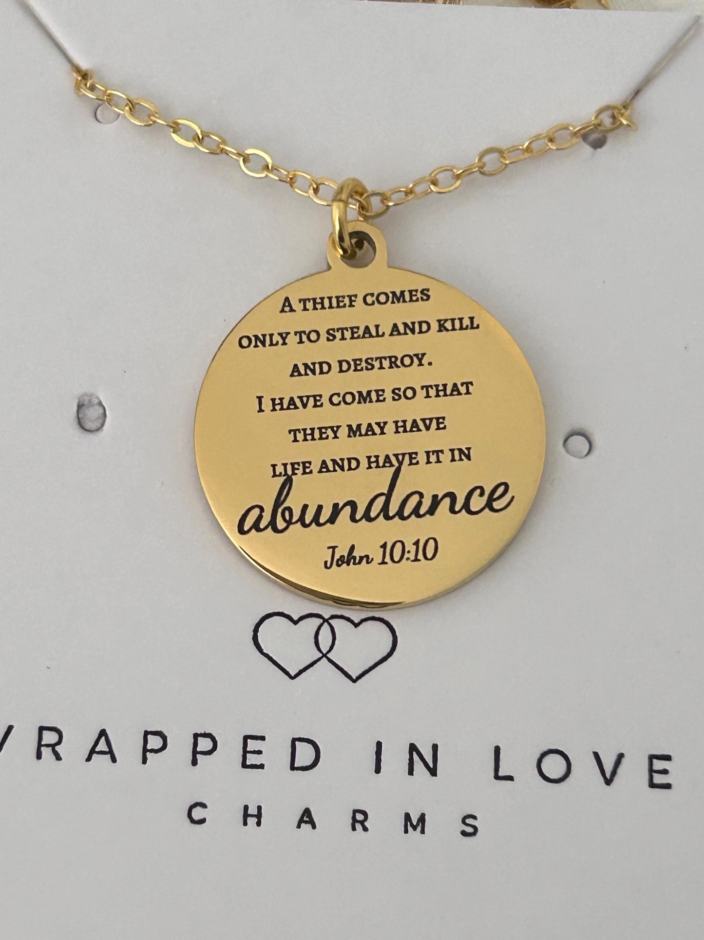 John 10:10 The thief comes only to steal Bible Verse Necklace Christian Custom Gifts Personalized Necklace