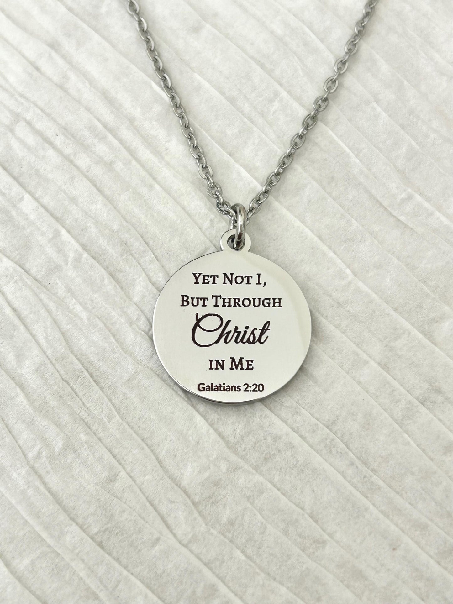 Yet Not I Necklace, Galatians 2:20 Christian Necklace, Faith Scripture Jewelry Gift for Her