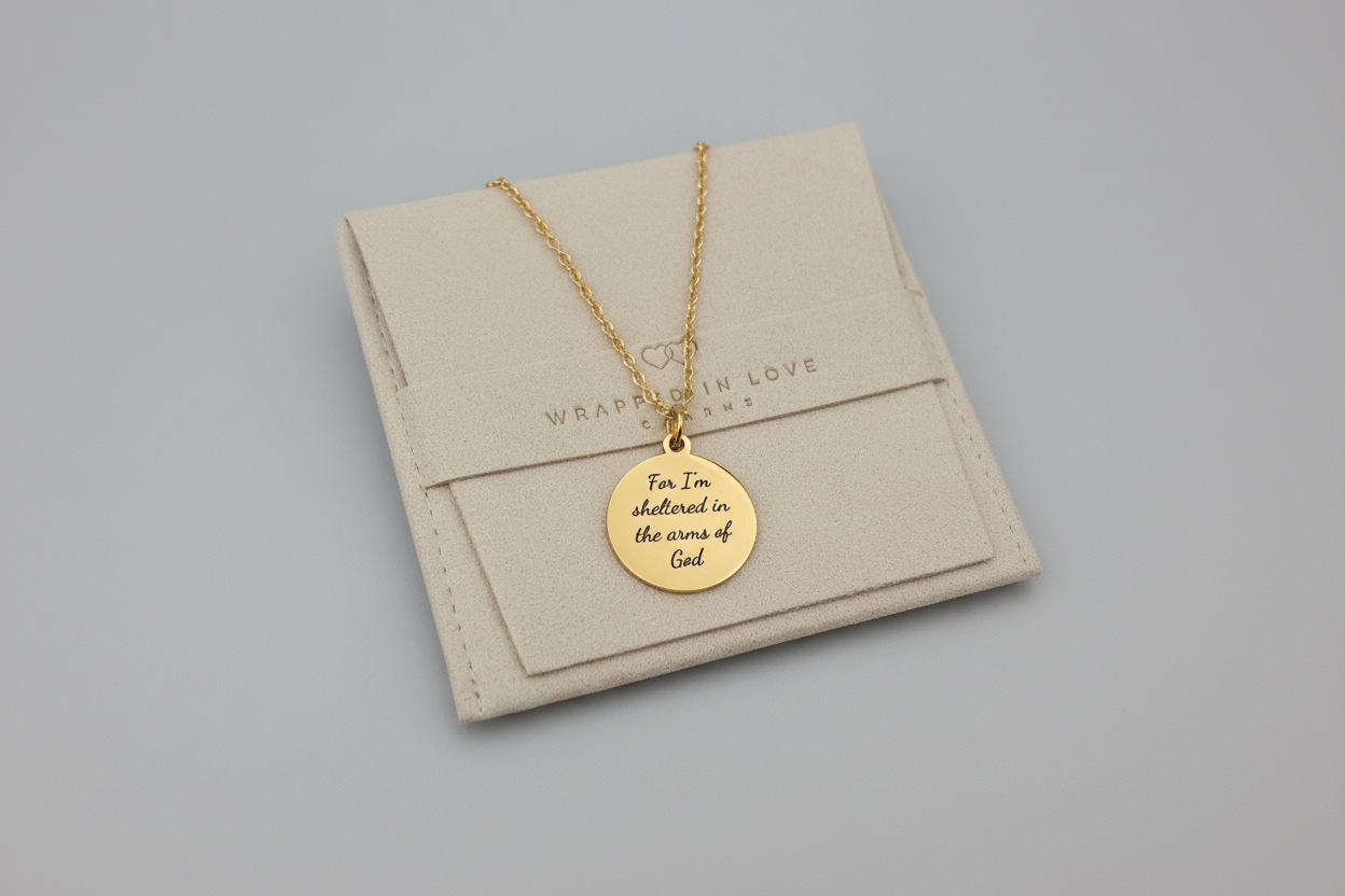 For I Am Sheltered in the Arms of God Necklace, Christian Necklace, Faith Jewelry, Sympathy Gift, Memorial Jewelry, Religious Comfort Gift