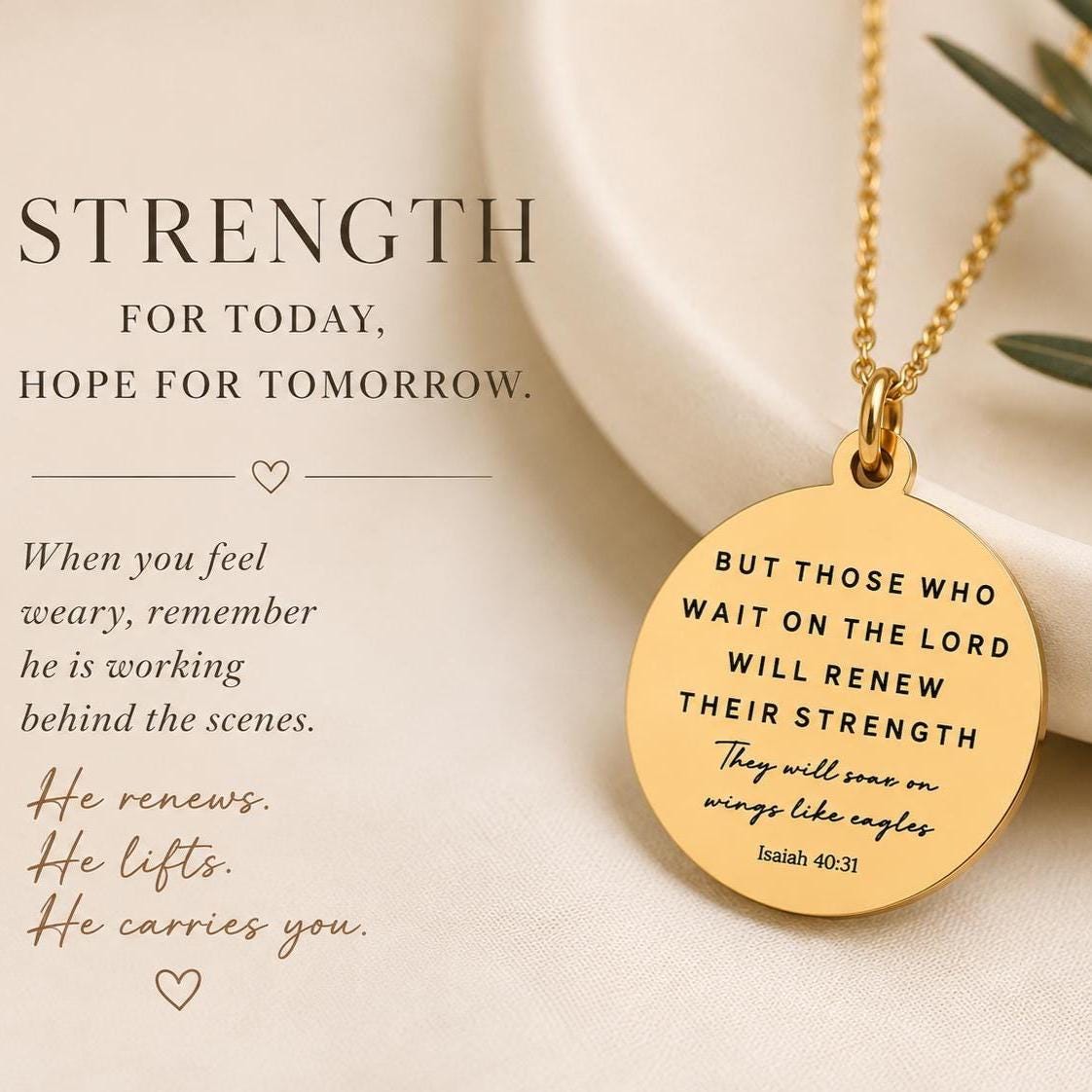 Isaiah 40:31 Necklace | Christian Gift for Women | “Those Who Wait on the Lord” Bible Verse Necklace | Faith Jewelry | Encouragement Gift