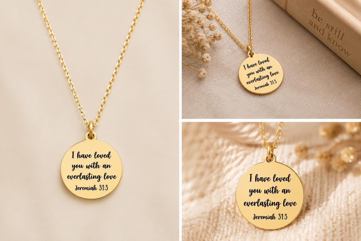 Jeremiah 31:3 Necklace | "I Have Loved You With an Everlasting Love" Scripture Necklace | Christian Gift for Women | Faith Charms Jewelry