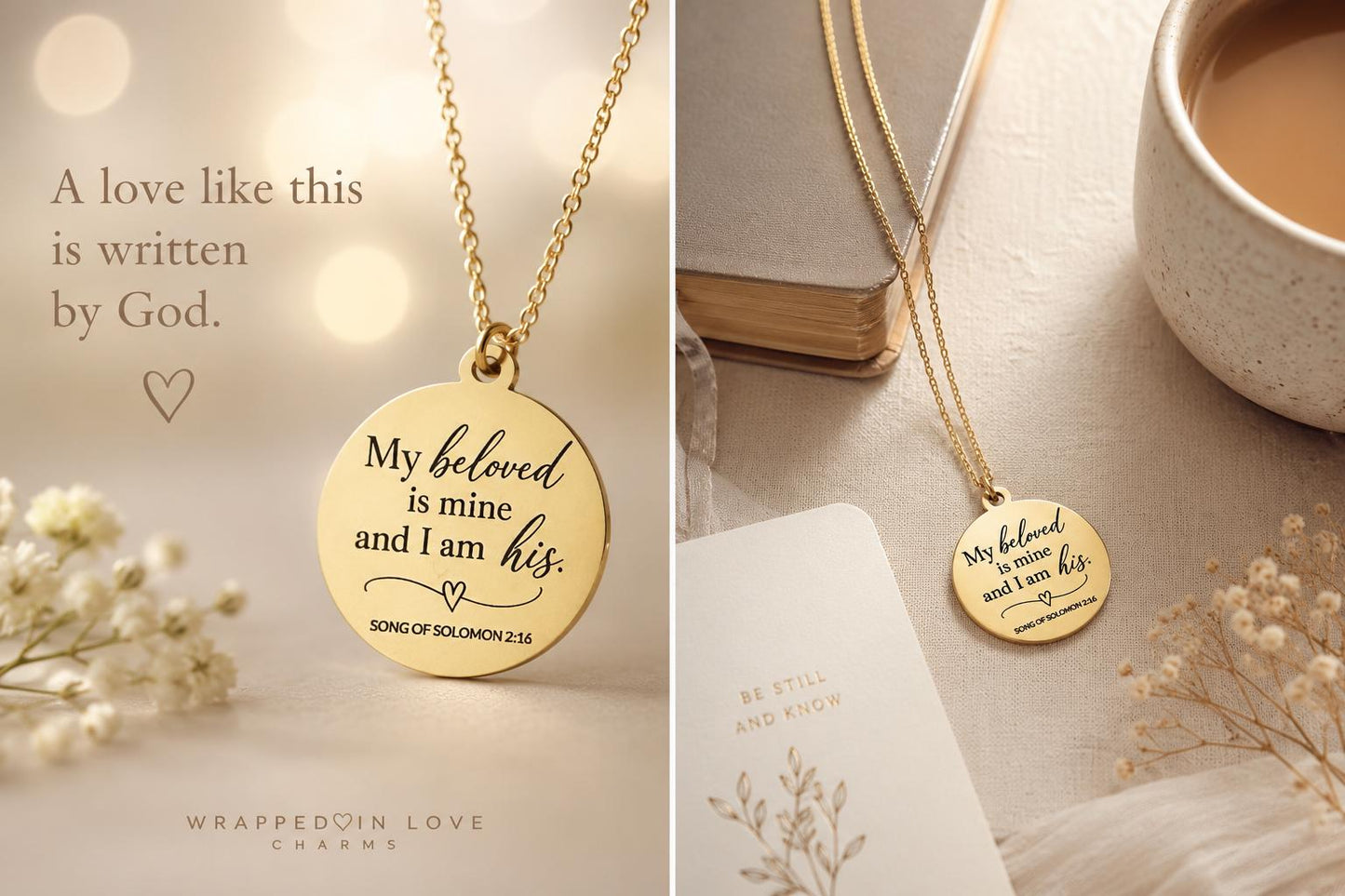 My Beloved Is Mine and I Am His Necklace | Song of Solomon 2:16 | Christian Necklace | Bible Verse Jewelry | Anniversary Gift | Wedding Gift