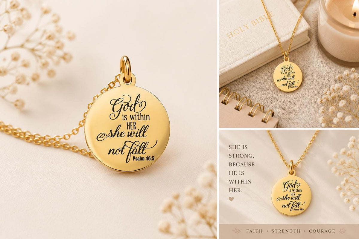 God Is Within Her She Will Not Fall Necklace Psalm 46:5 Christian Gift for Women Faith Necklace Bible Verse Jewelry Graduation Gift for her