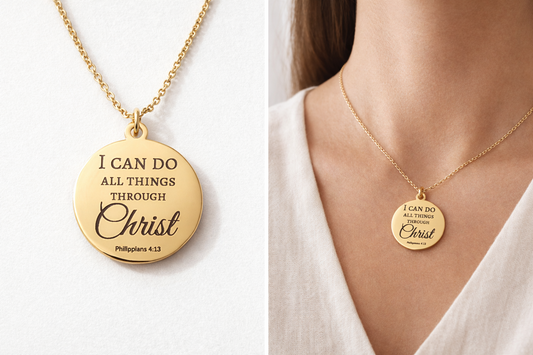 Christian Necklace Philippians 4:13, I Can Do All Things Through Christ, Faith Jewelry Gift, Inspirational Bible Verse Necklace