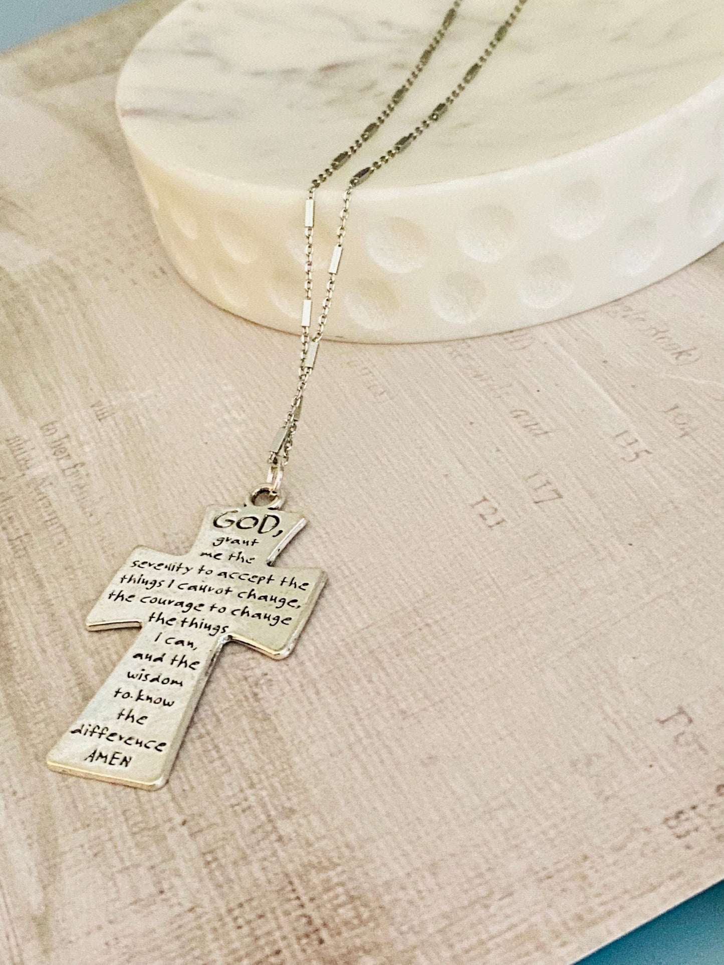 Faith Cross Prayer Silver Necklace, Christian Jewelry, Engraved Necklace, Religious Gifts, Christian Gifts, Easter, Baptism