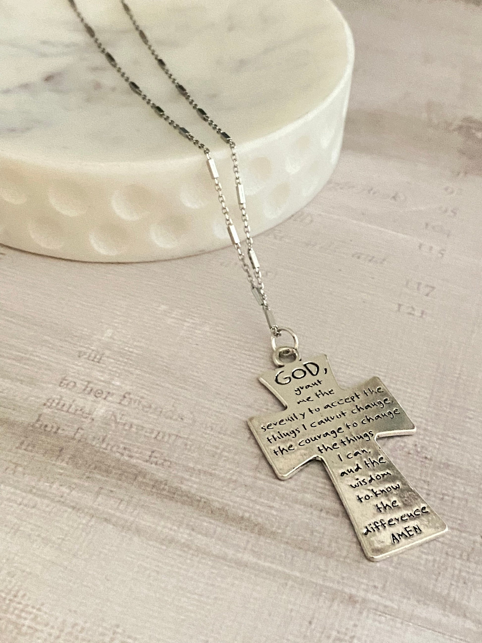 Faith Cross Prayer Silver Necklace, Christian Jewelry, Engraved Necklace, Religious Gifts, Christian Gifts, Easter, Baptism