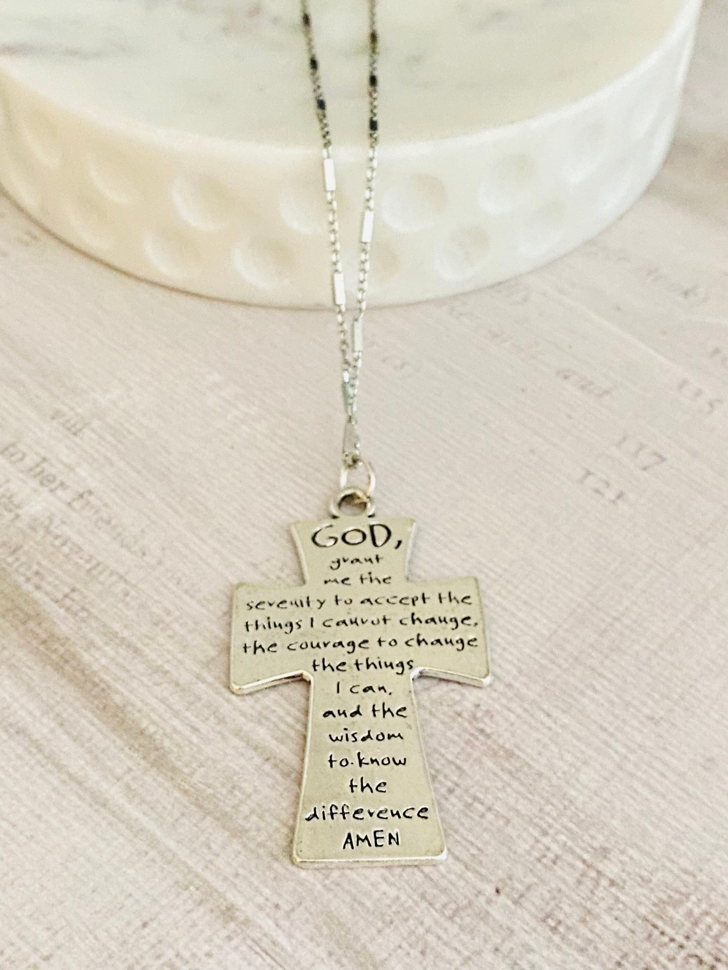 Faith Cross Prayer Silver Necklace, Christian Jewelry, Engraved Necklace, Religious Gifts, Christian Gifts, Easter, Baptism