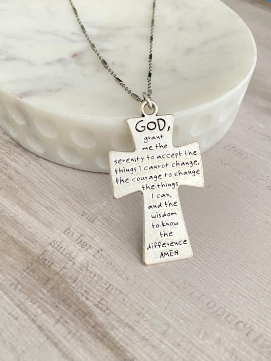 Faith Cross Prayer Silver Necklace, Christian Jewelry, Engraved Necklace, Religious Gifts, Christian Gifts, Easter, Baptism