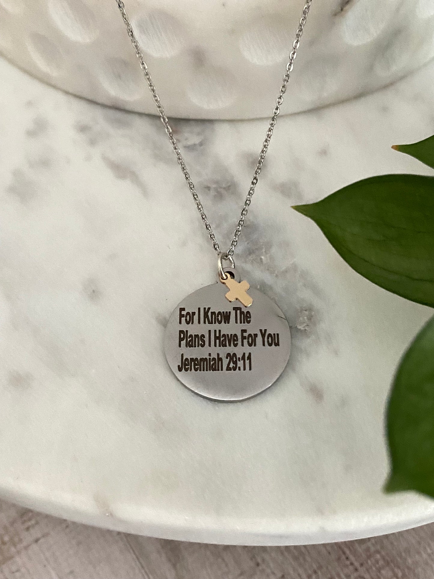 For I know the plans that I have for you Silver Necklace, Engraved Scripture Pendant, Christian Jewelry, bible verse charm, Jeremiah 29:11