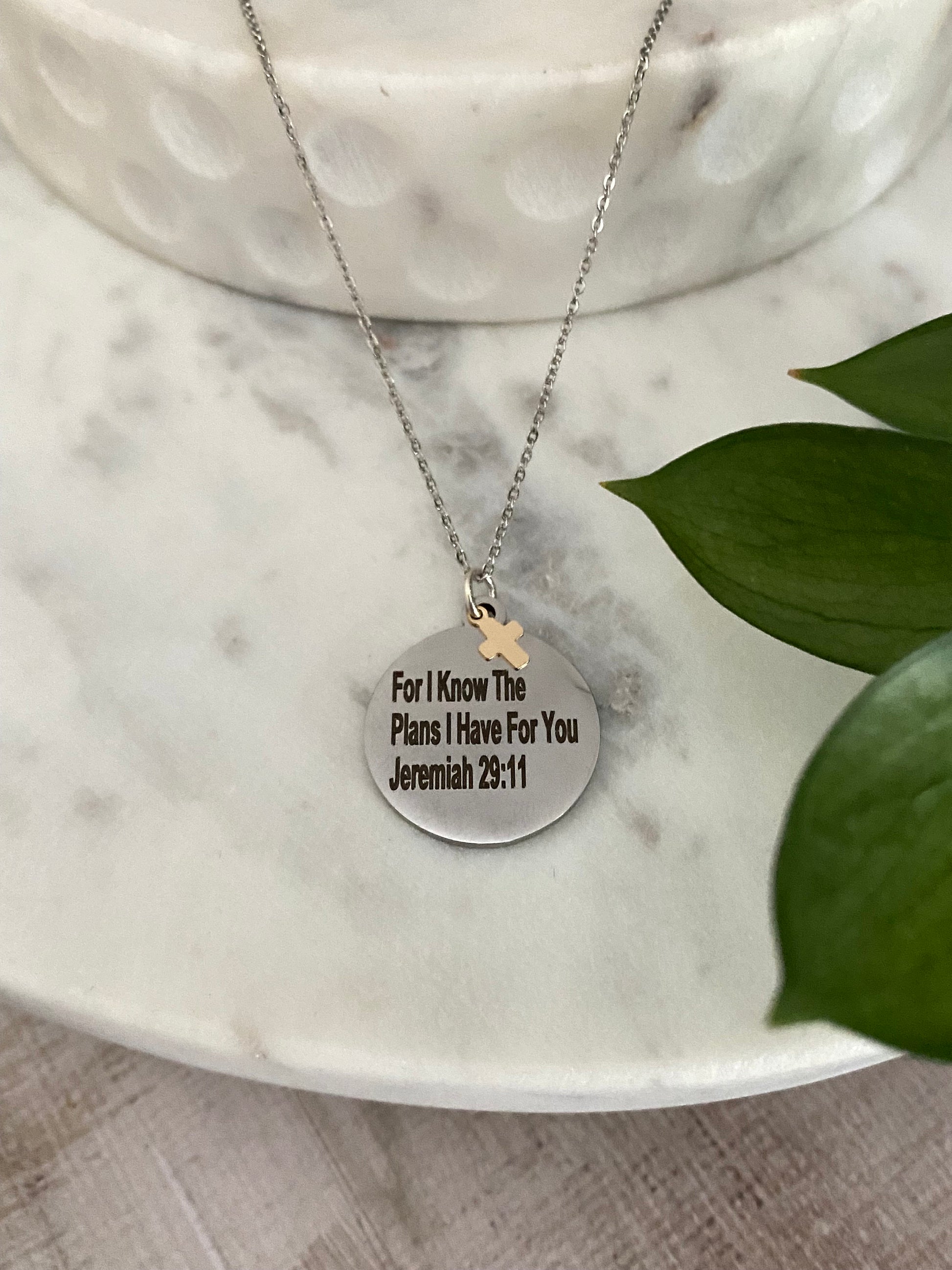 For I know the plans that I have for you Silver Necklace, Engraved Scripture Pendant, Christian Jewelry, bible verse charm, Jeremiah 29:11