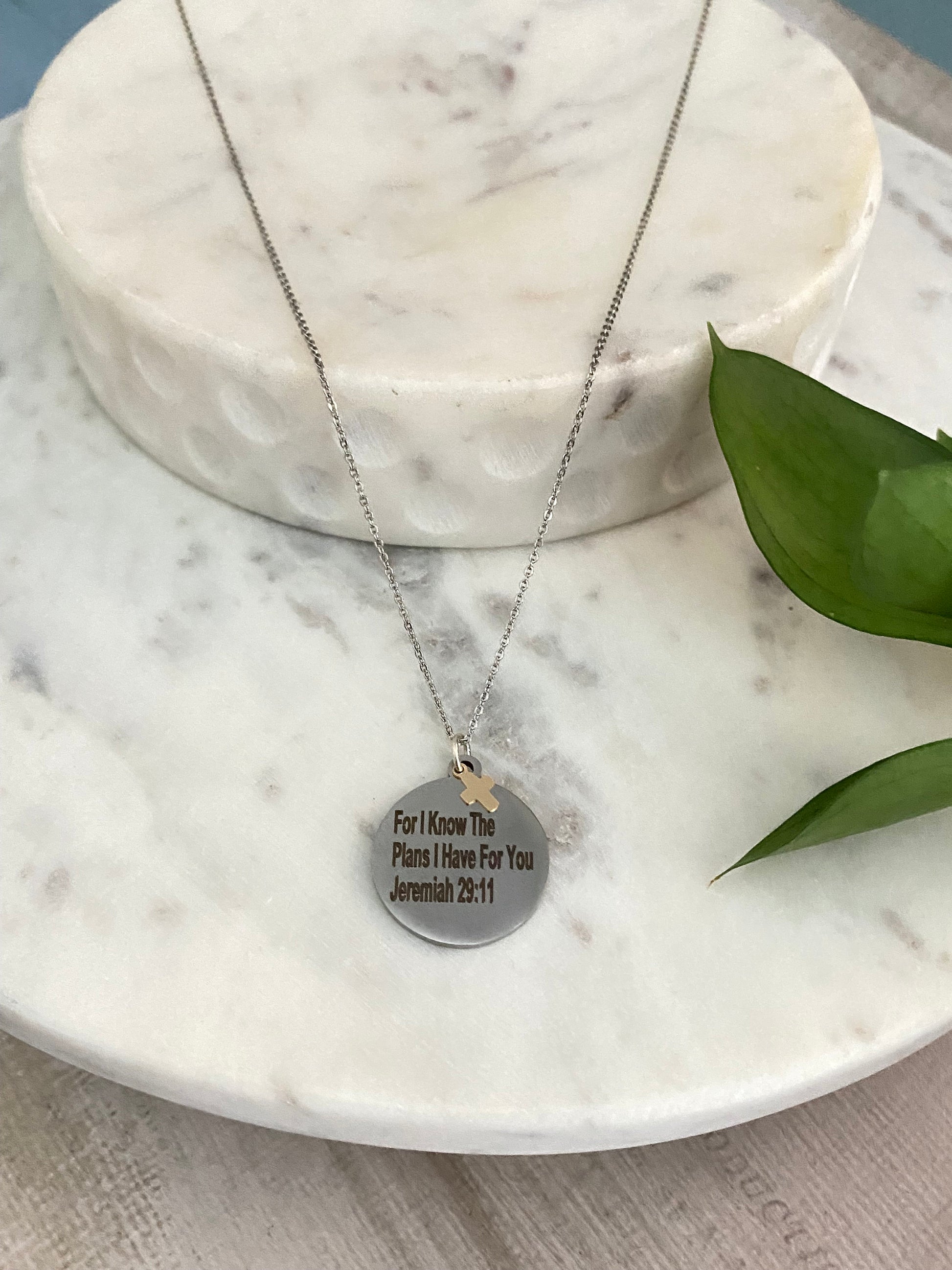 For I know the plans that I have for you Silver Necklace, Engraved Scripture Pendant, Christian Jewelry, bible verse charm, Jeremiah 29:11