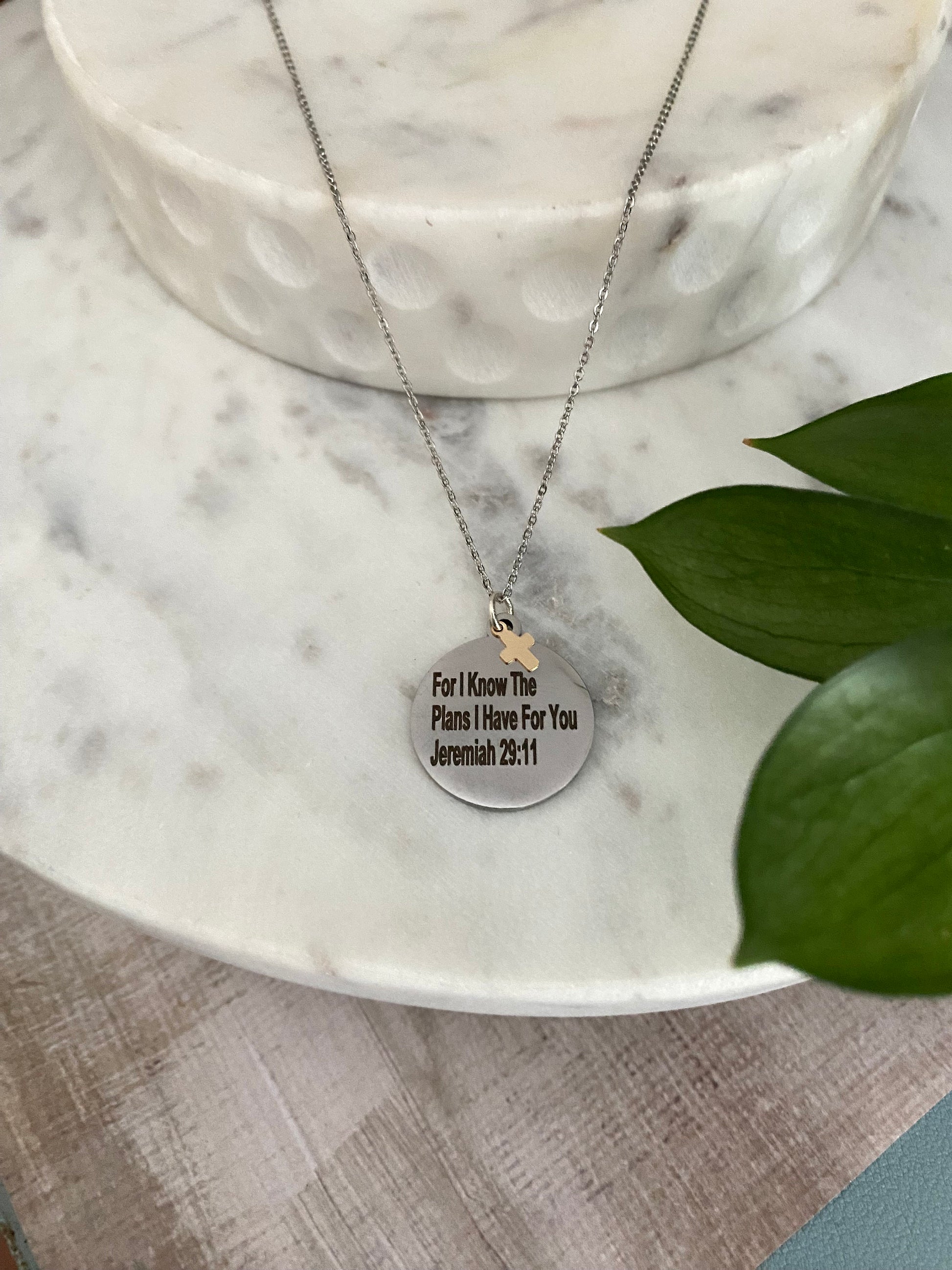 For I know the plans that I have for you Silver Necklace, Engraved Scripture Pendant, Christian Jewelry, bible verse charm, Jeremiah 29:11