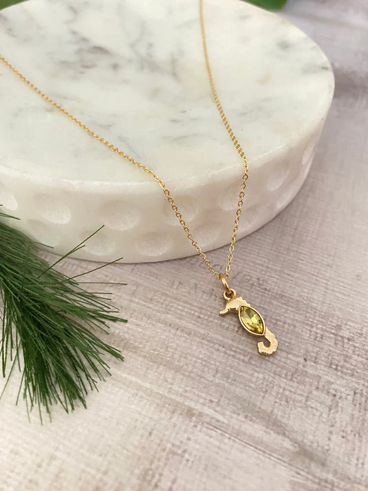 Dainty Gold Seahorse Necklace, Summer Jewelry, Beach Gift, Sea Charms, Minimalist, handmade Ocean inspired