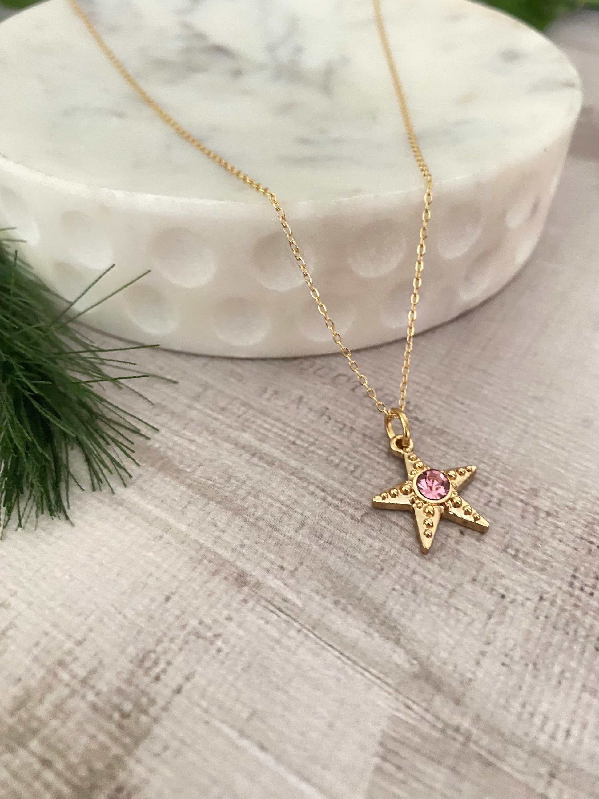 Dainty Starfish Necklace, 18K Gold Plated, Summer Jewelry, Beach Gifts, Ocean Sea Charms