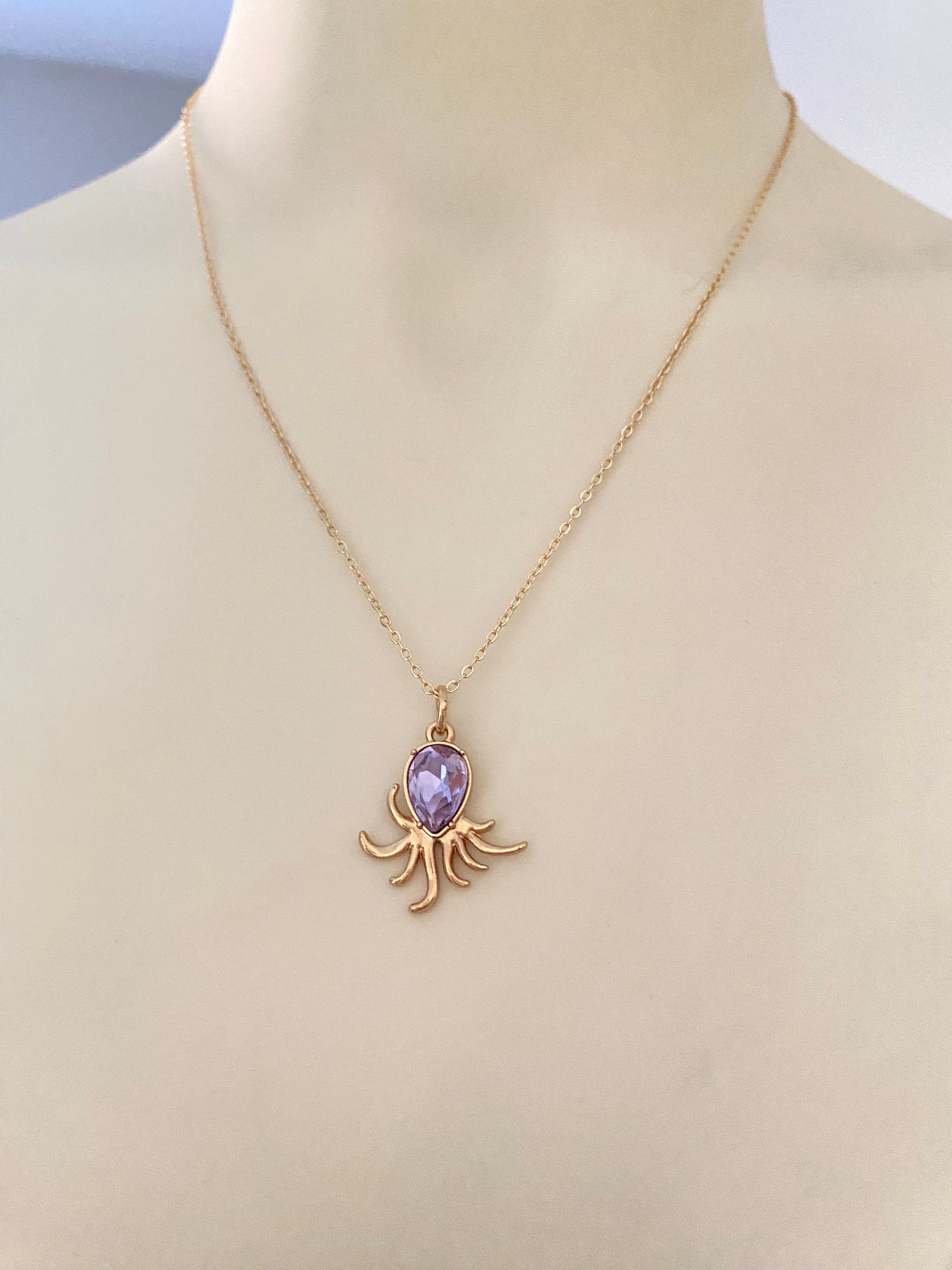 Dainty Octopus Gold Necklace, Summer Jewelry, Octopus Pendant, Beach Gifts, Ocean Sea Charms, Nautical Pendant, Minimalist, 18K Gold Plated