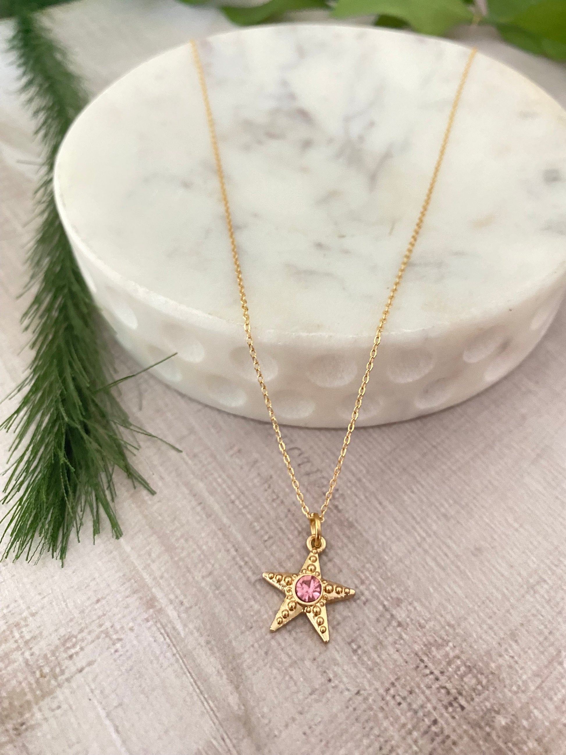 Dainty Starfish Necklace, 18K Gold Plated, Summer Jewelry, Beach Gifts, Ocean Sea Charms