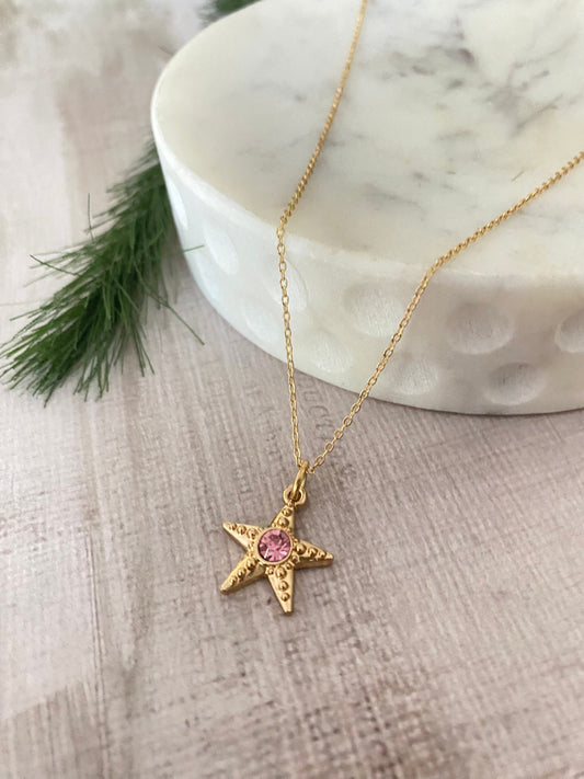 Dainty Starfish Necklace, 18K Gold Plated, Summer Jewelry, Beach Gifts, Ocean Sea Charms