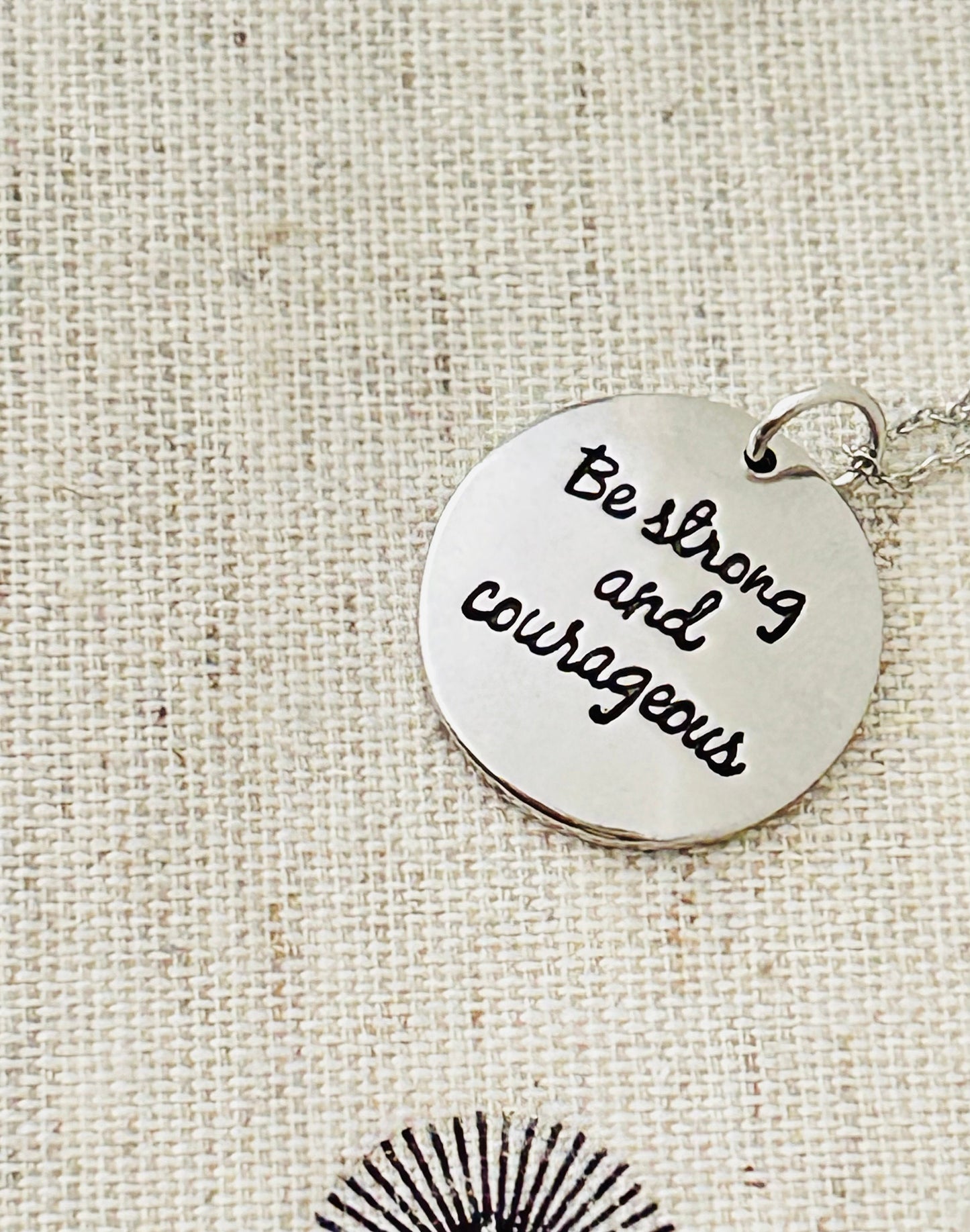 Be Strong And Courageous Silver Bible Verse Necklace, Christian Jewelry Gifts, Scripture Pendant, Baptism Necklace, Joshua 1:9