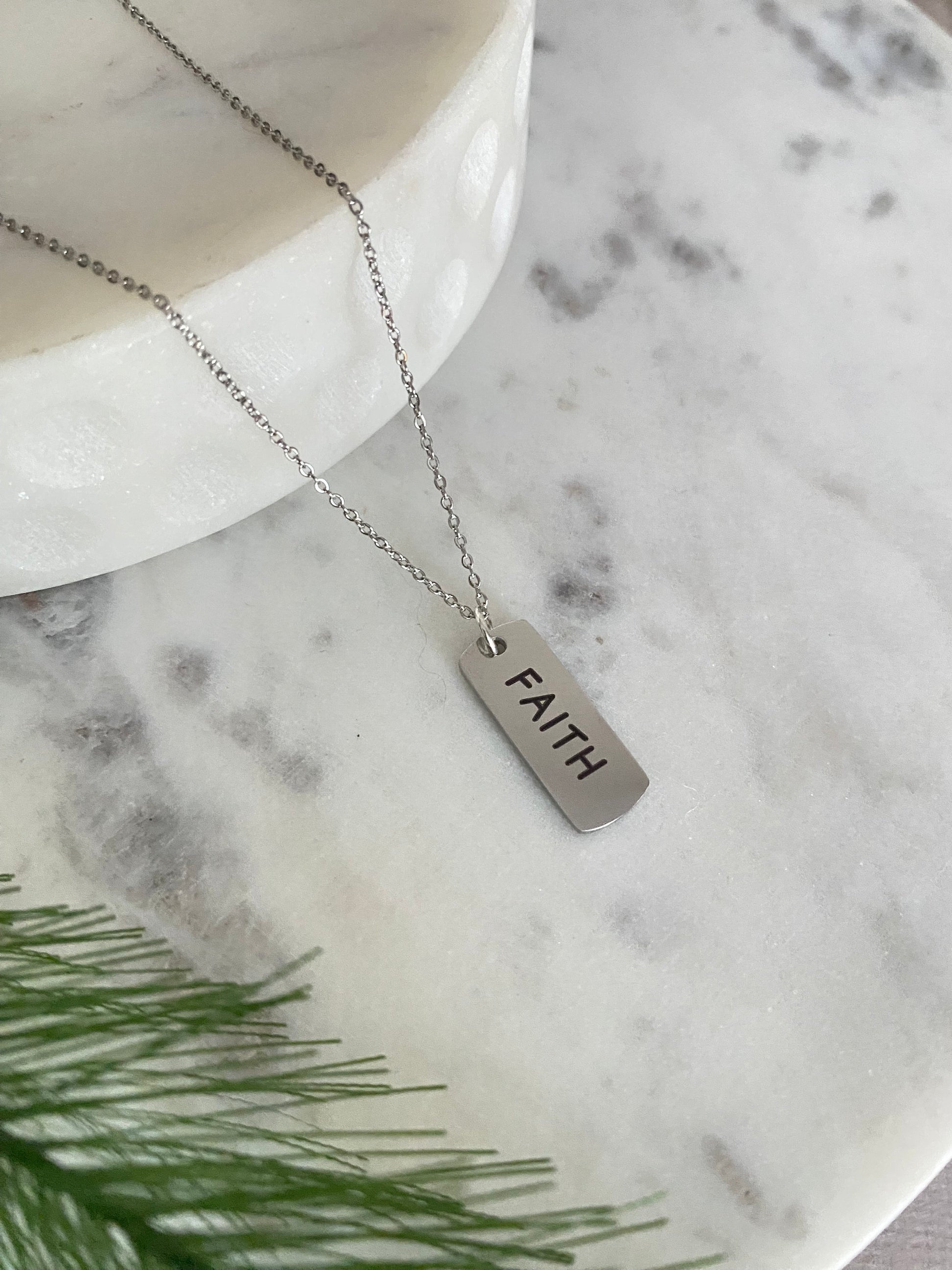 Faith Bar Necklace, Inspirational Jewelry, Christian Gifts, Motivational , Baptism Gift