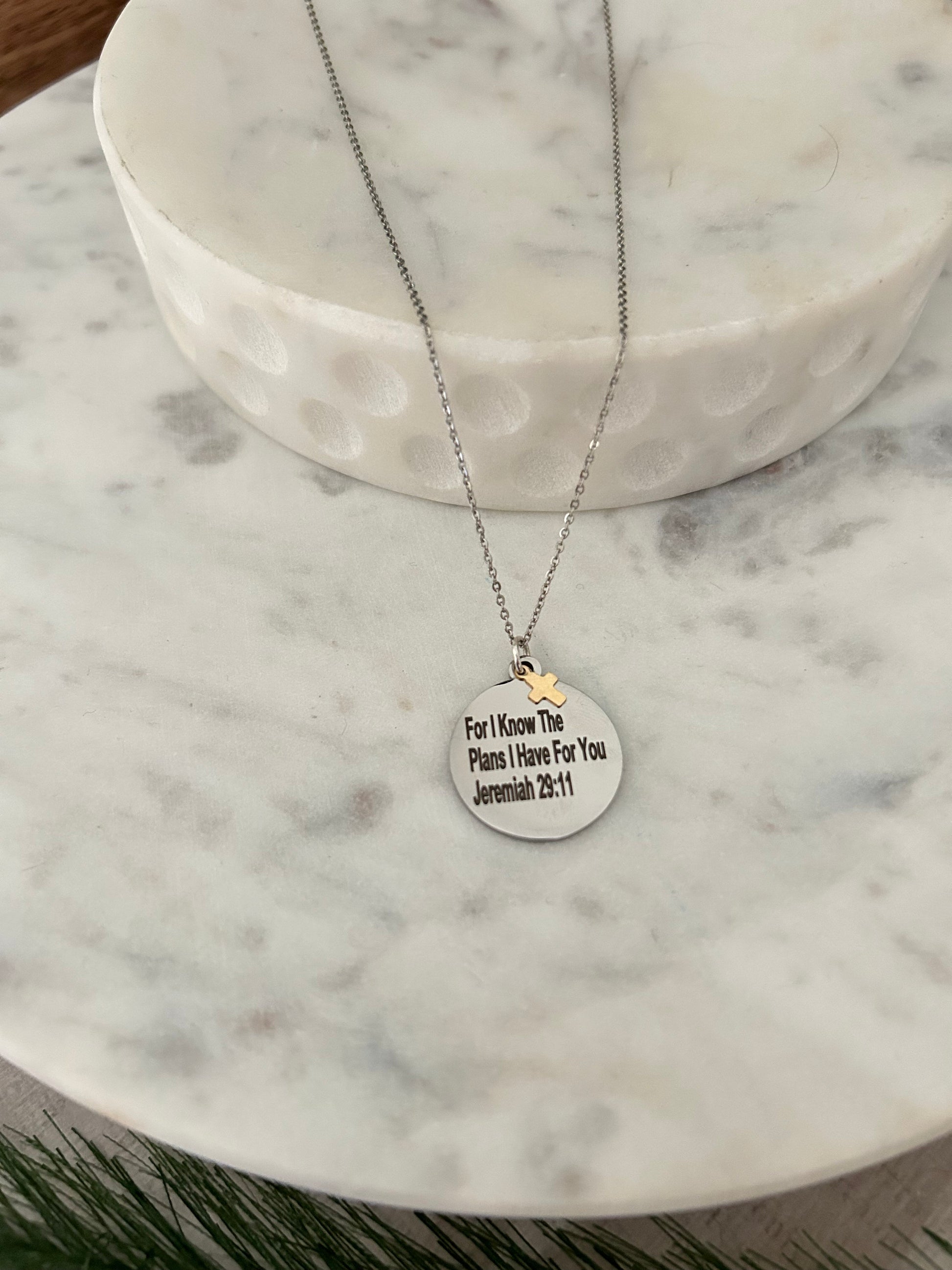 For I know the plans that I have for you Silver Necklace, Engraved Scripture Pendant, Christian Jewelry, bible verse charm, Jeremiah 29:11