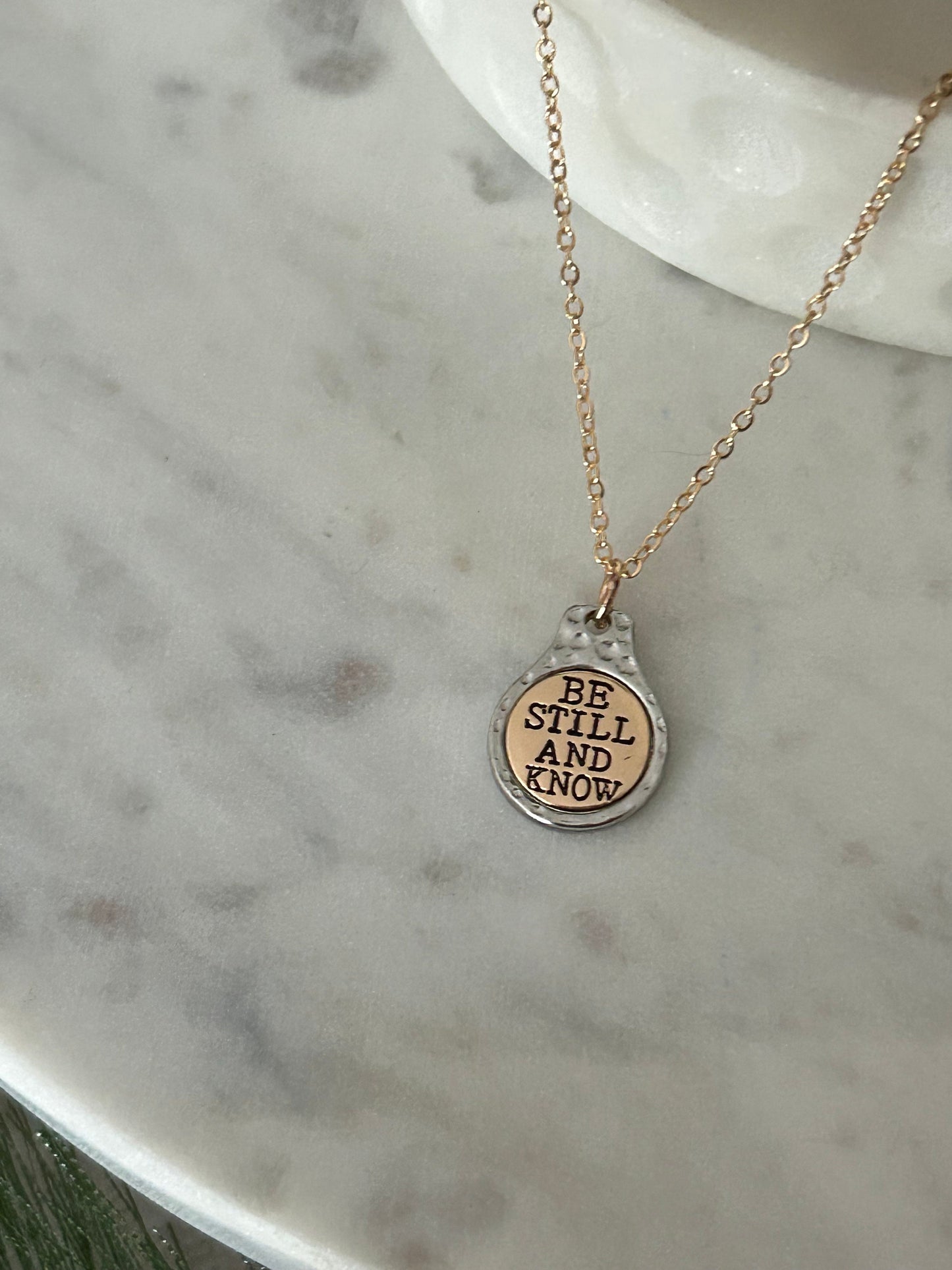 Be Still and Know Bible verse necklace, Scripture jewelry, Christian gifts, baptism faith necklace