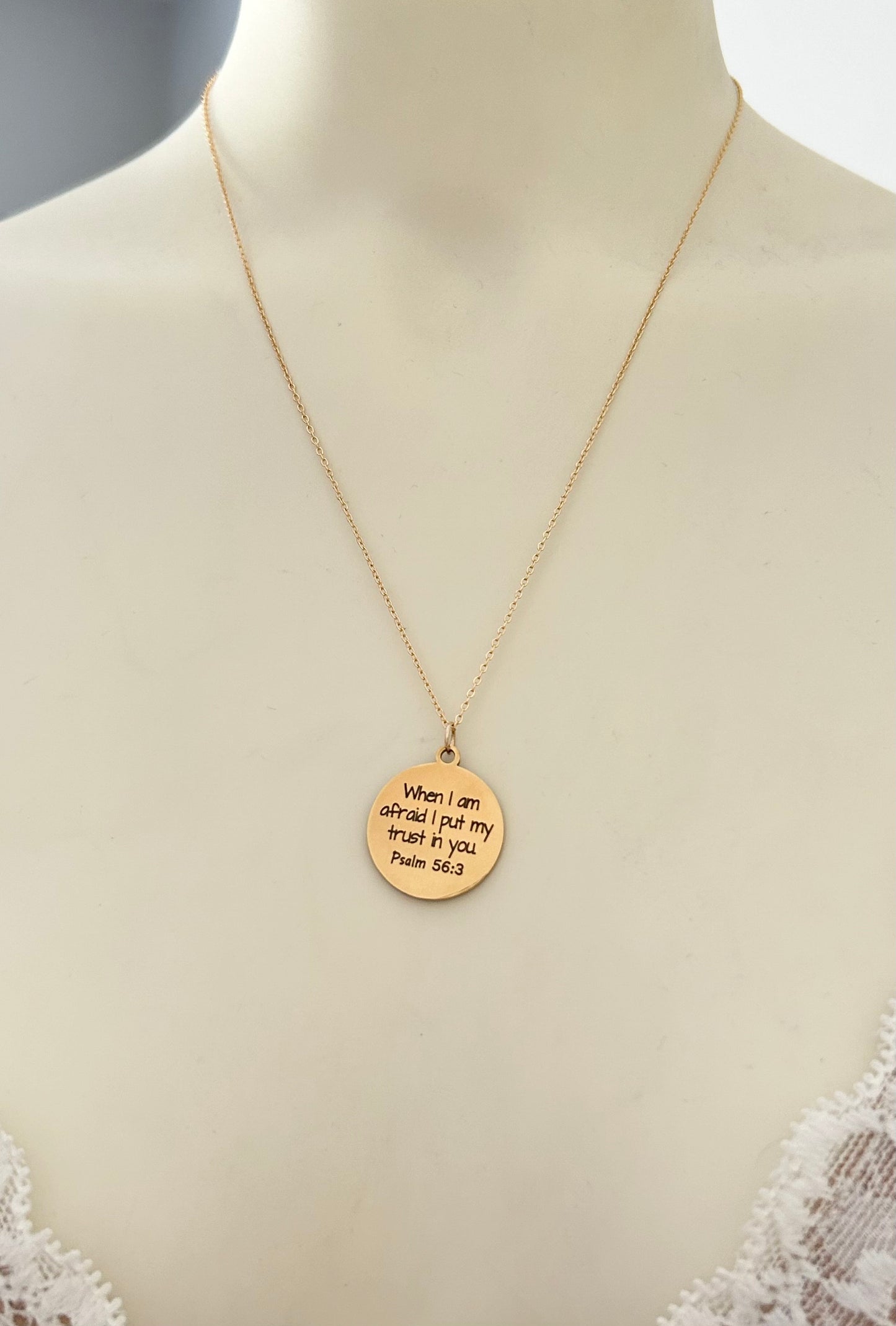 When I am afraid I put my trust in You Necklace, Christian Jewelry Gifts, Psalm 56:3, Faith Gift, Bible Verse Necklace, Scripture Charms