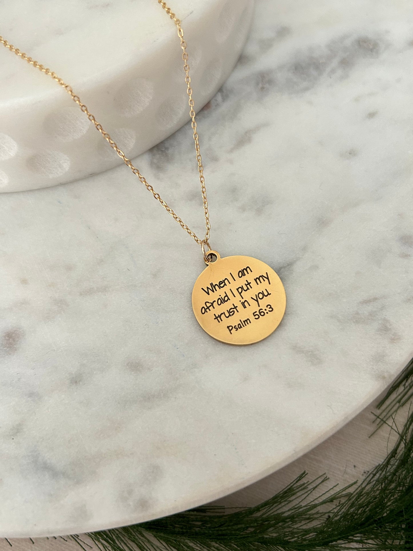 When I am afraid I put my trust in You Necklace, Christian Jewelry Gifts, Psalm 56:3, Faith Gift, Bible Verse Necklace, Scripture Charms