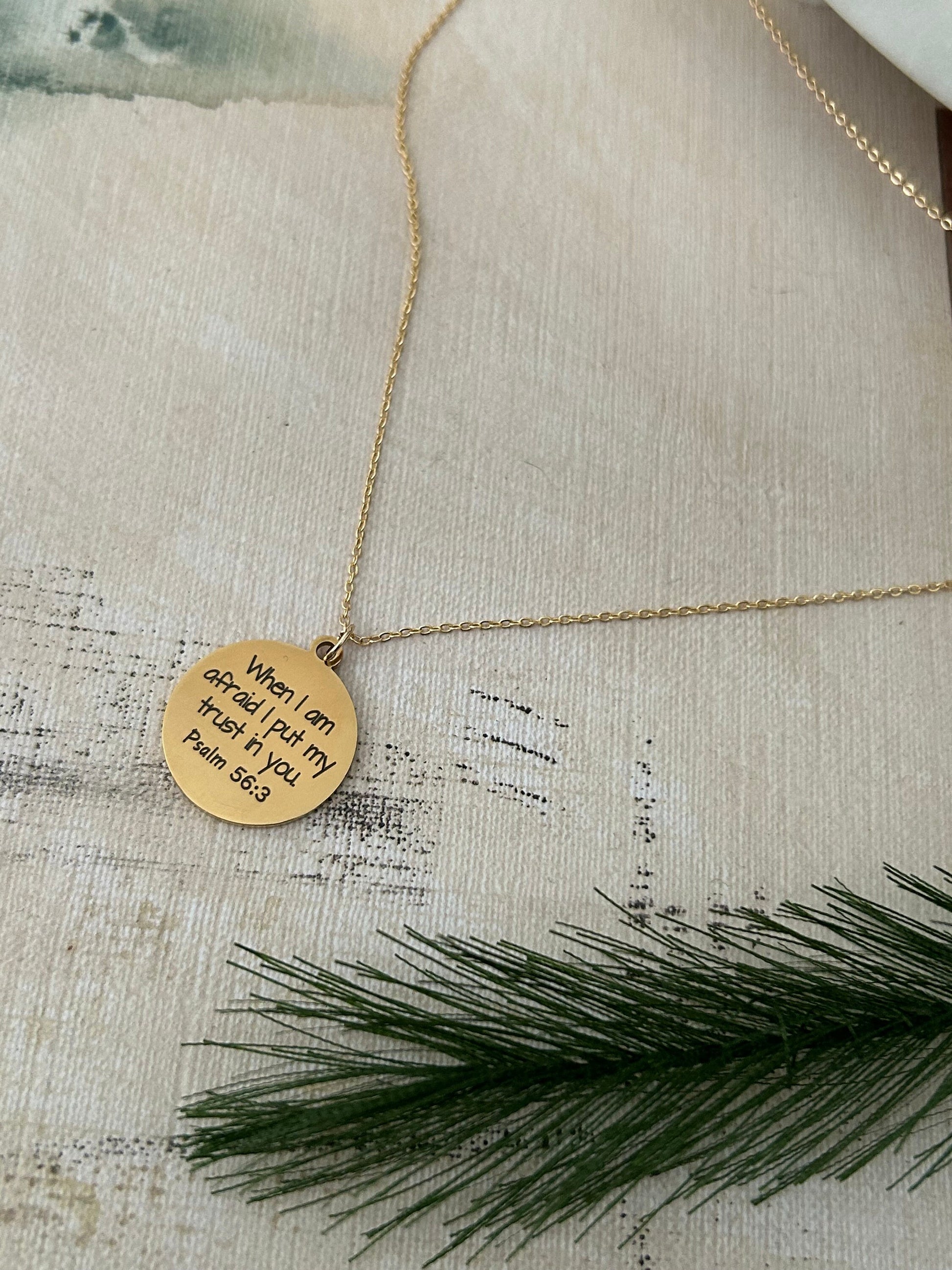 When I am afraid I put my trust in You Necklace, Christian Jewelry Gifts, Psalm 56:3, Faith Gift, Bible Verse Necklace, Scripture Charms